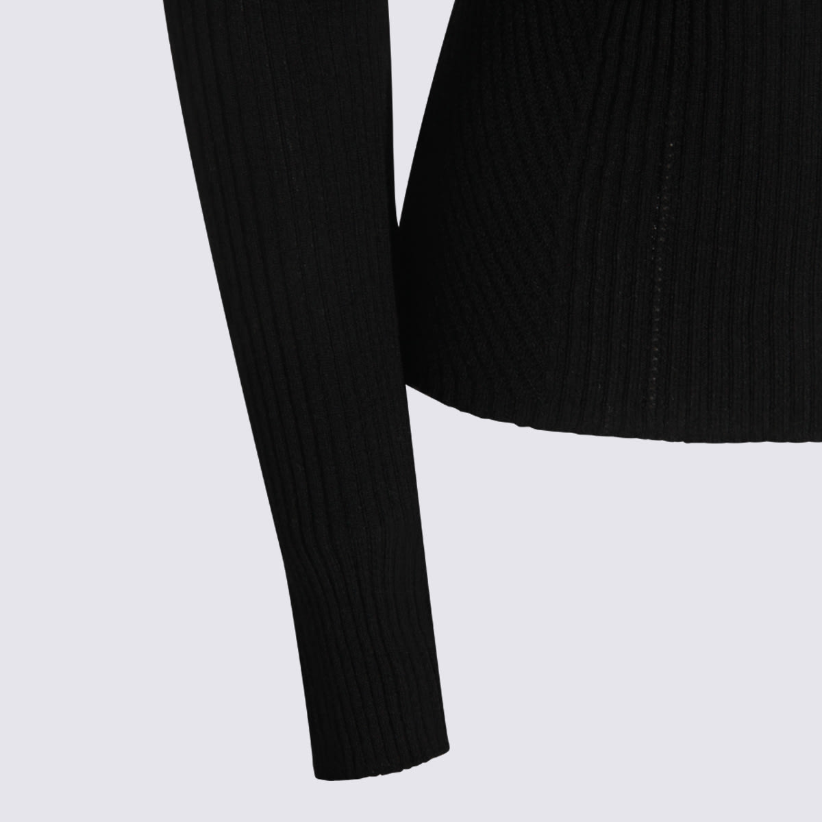 Twinset Fitted Ribbed Knit Sweater With High Neckline In Black