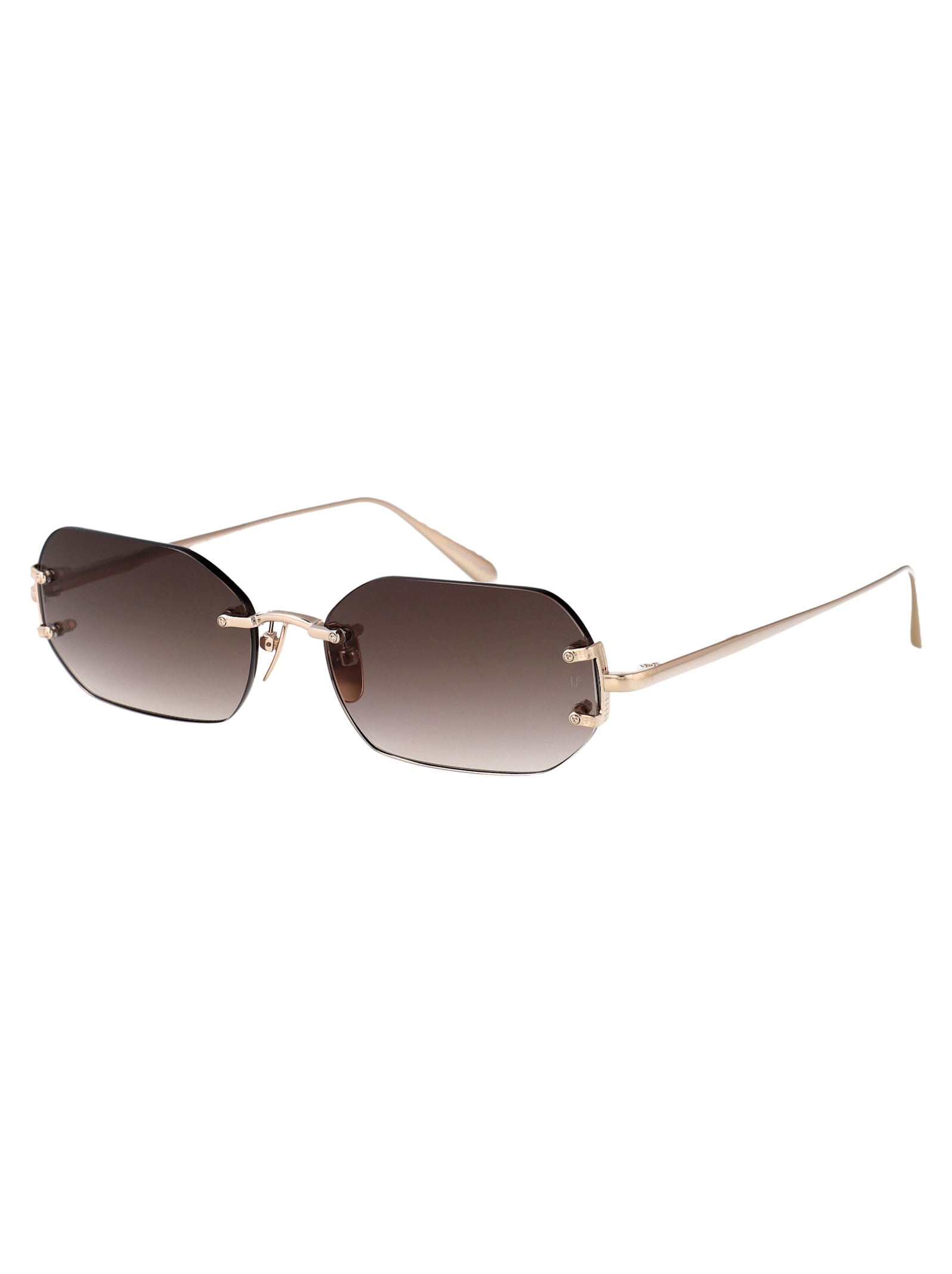 Linda Farrow Sunglasses In Lightgold/mochagrad