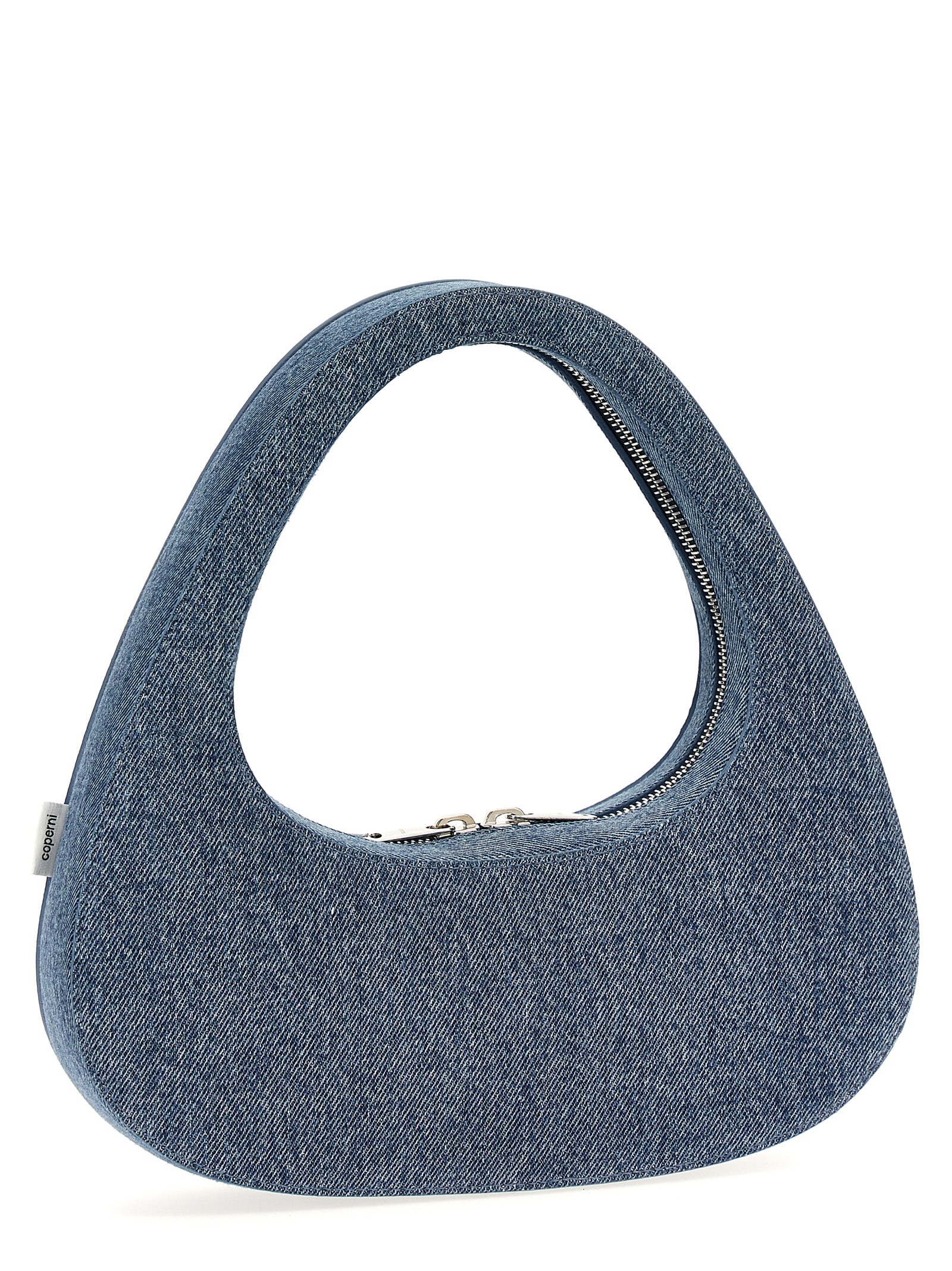 Shop Coperni Denim Baguette Swipe Bag Handbag In Blue