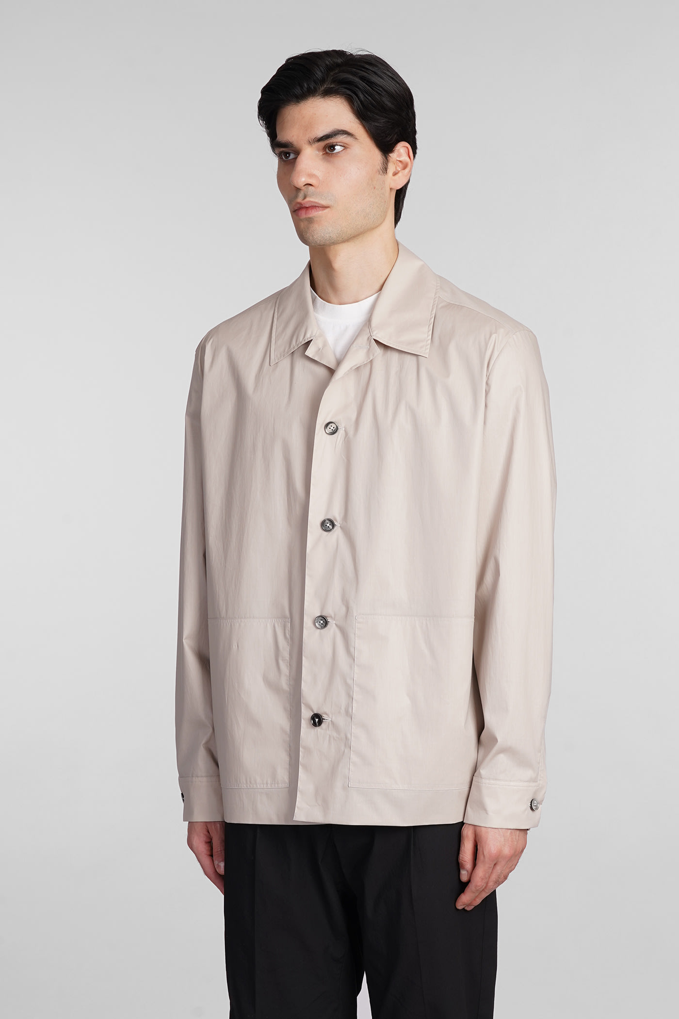 Shop Zegna Casual Jacket In Beige Cotton