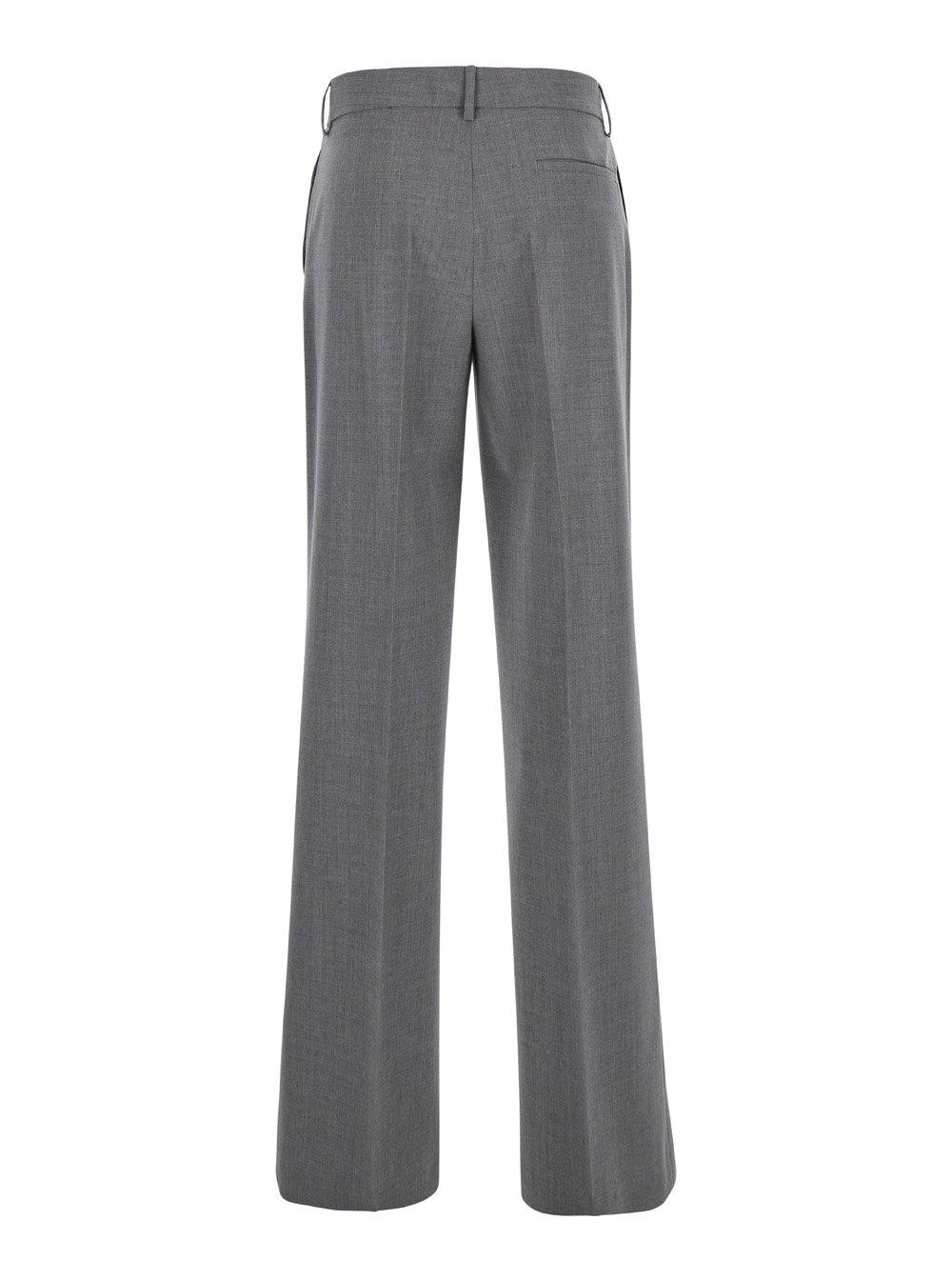 Shop Msgm Classic High-waist Plain Trousers In Grey Melange