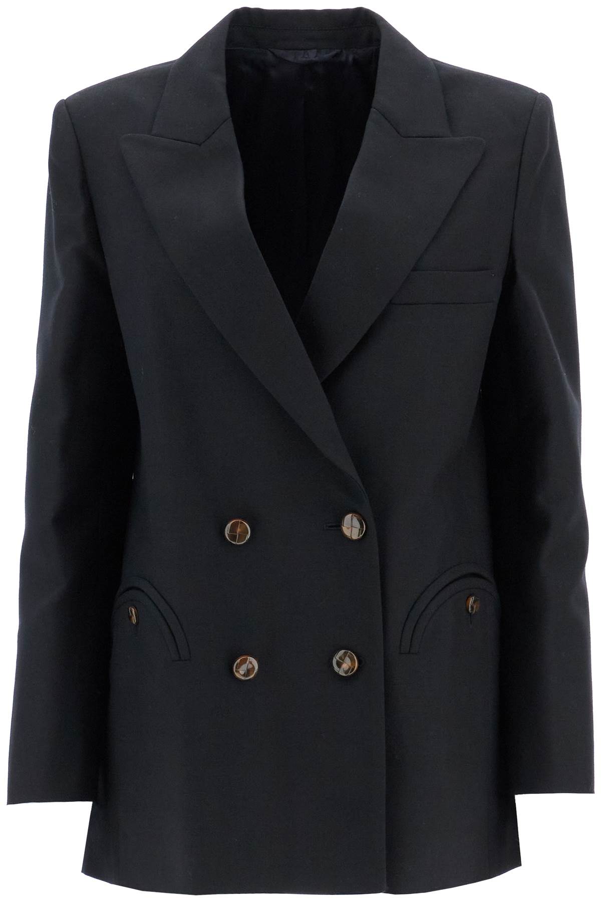 Shop Blazé Milano Everynight Alcanara Double-breasted Blazer In Black (blue)