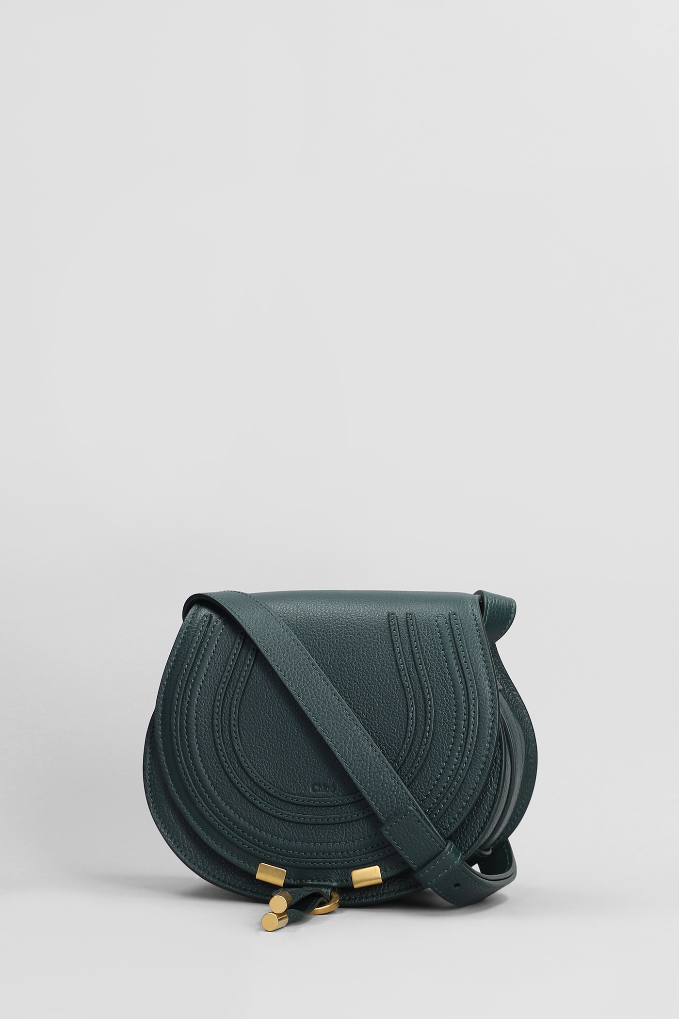 Shop Chloé Marcie Shoulder Bag In Green Leather