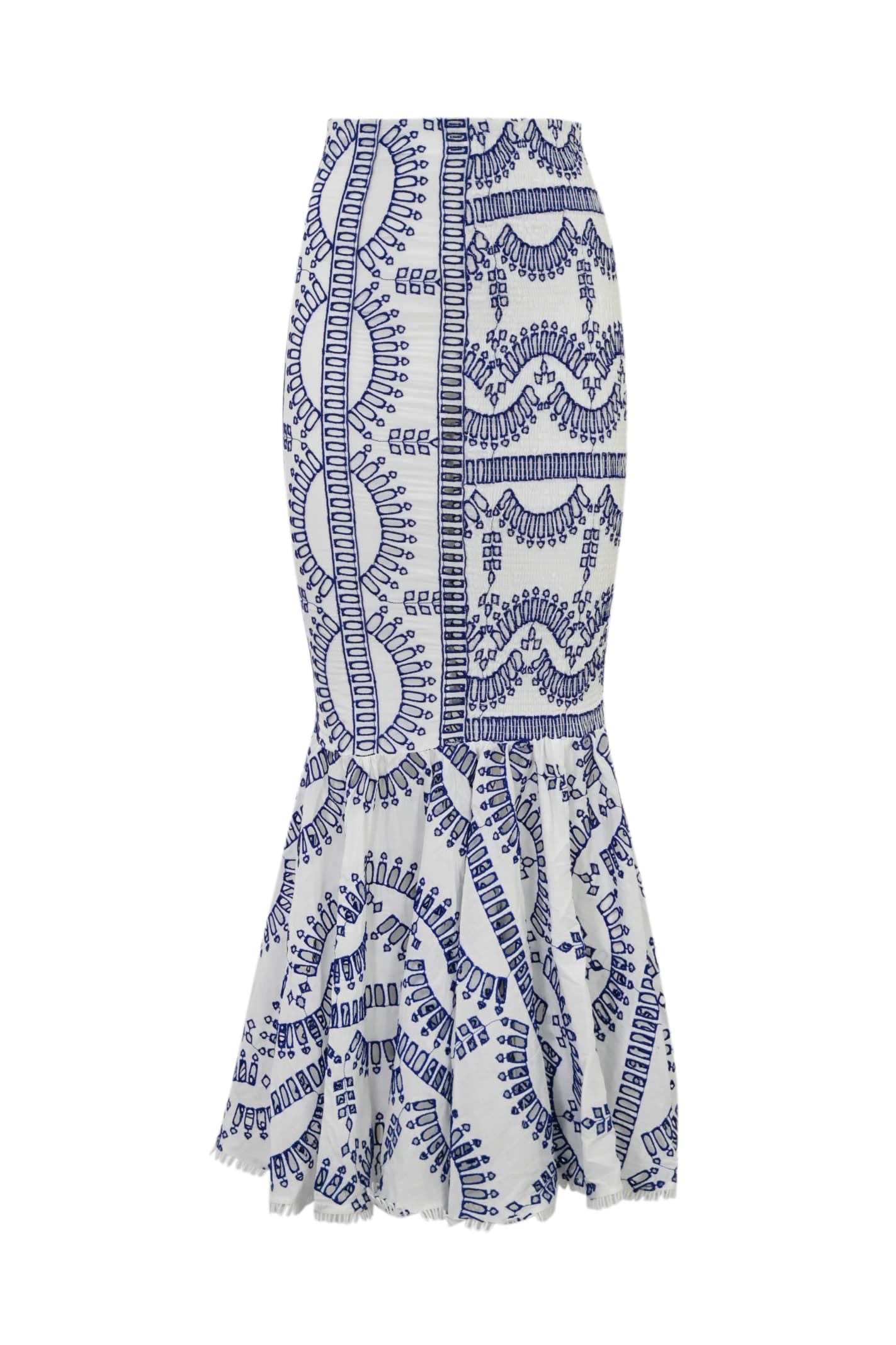 Shop Charo Ruiz Fray Long Skirt In Klein Blue