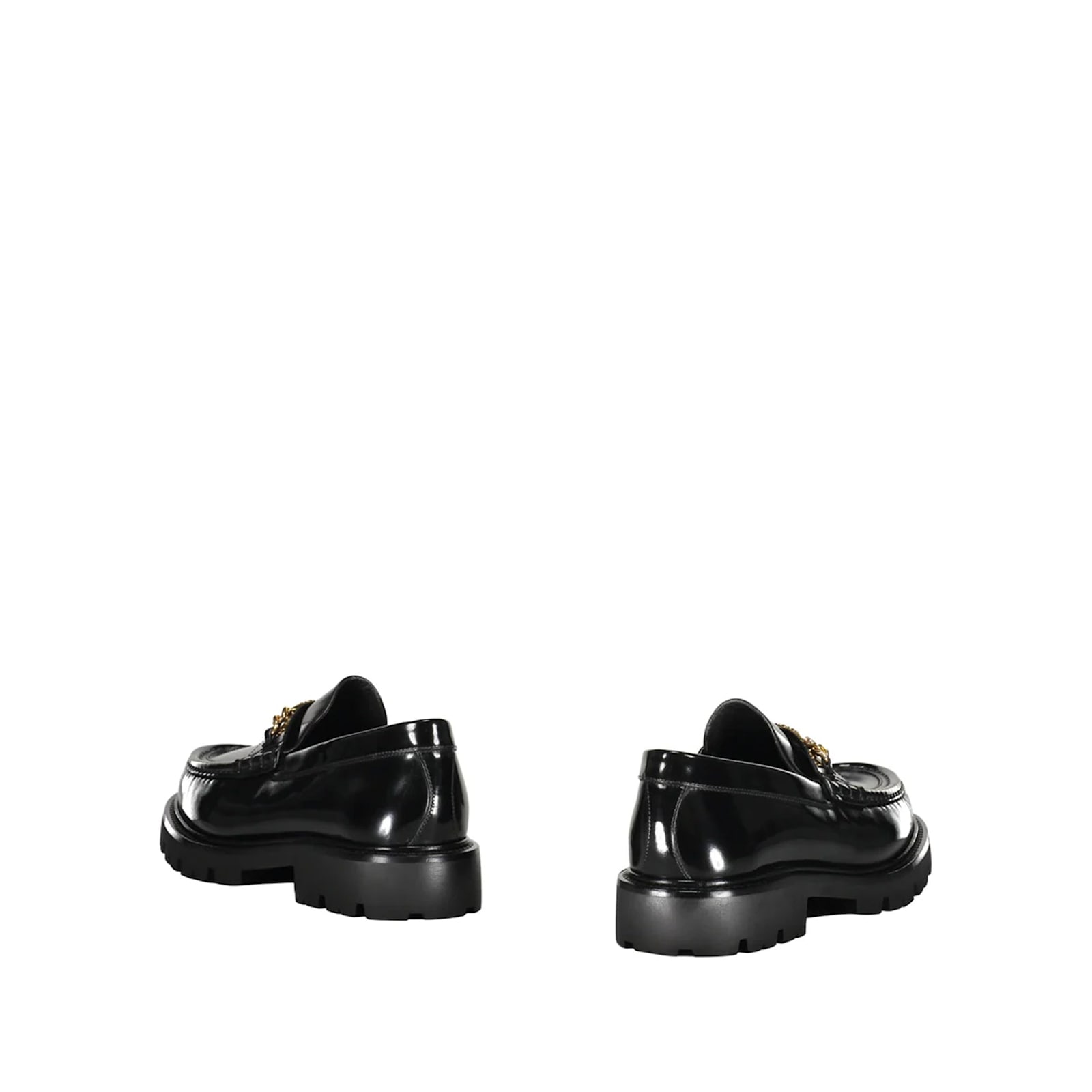 Celine Triomphe Embellished Leather Loafers In Black