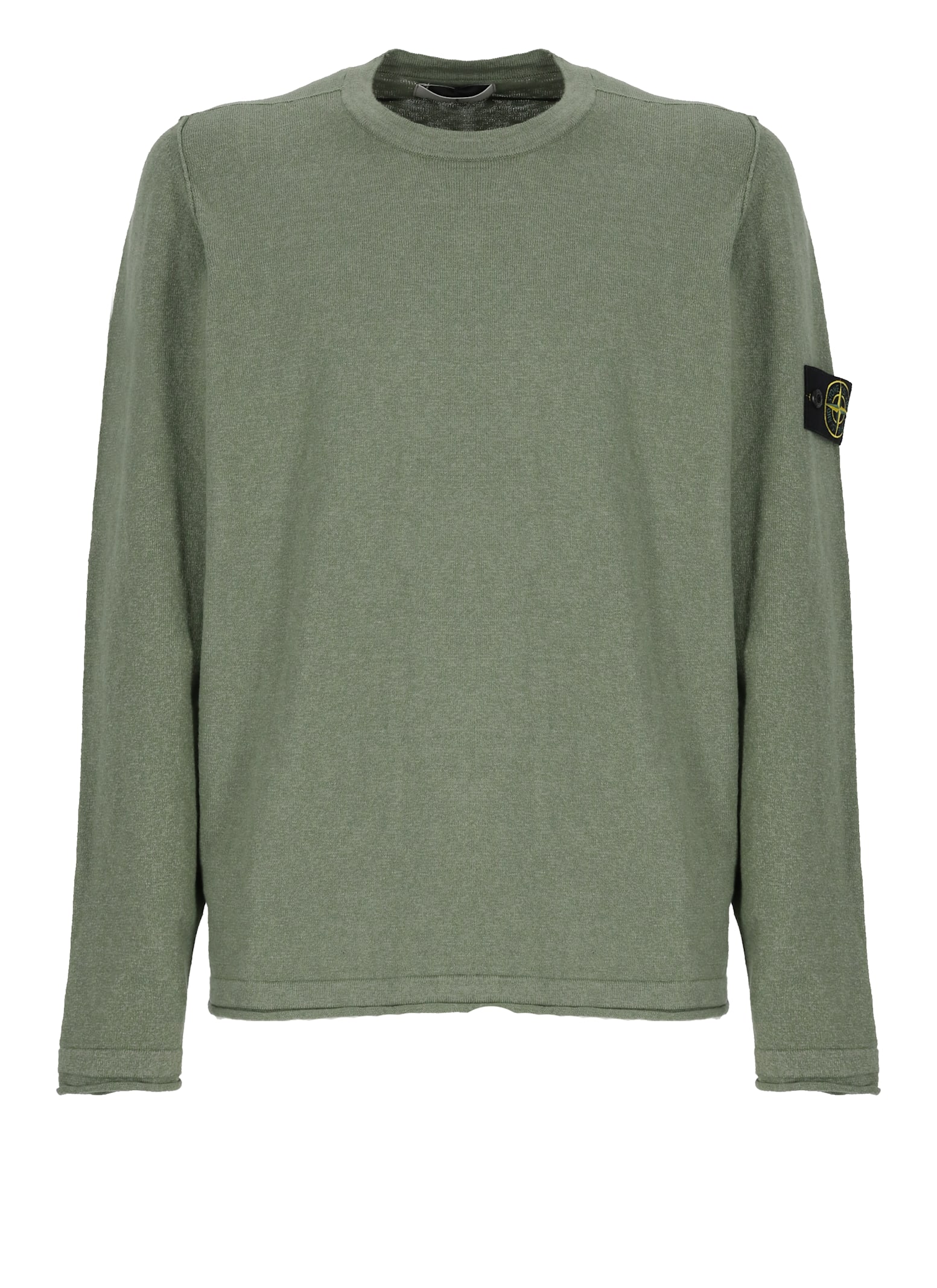 Stone Island Malfilé Cotton Fleece Sweatshirt In Green