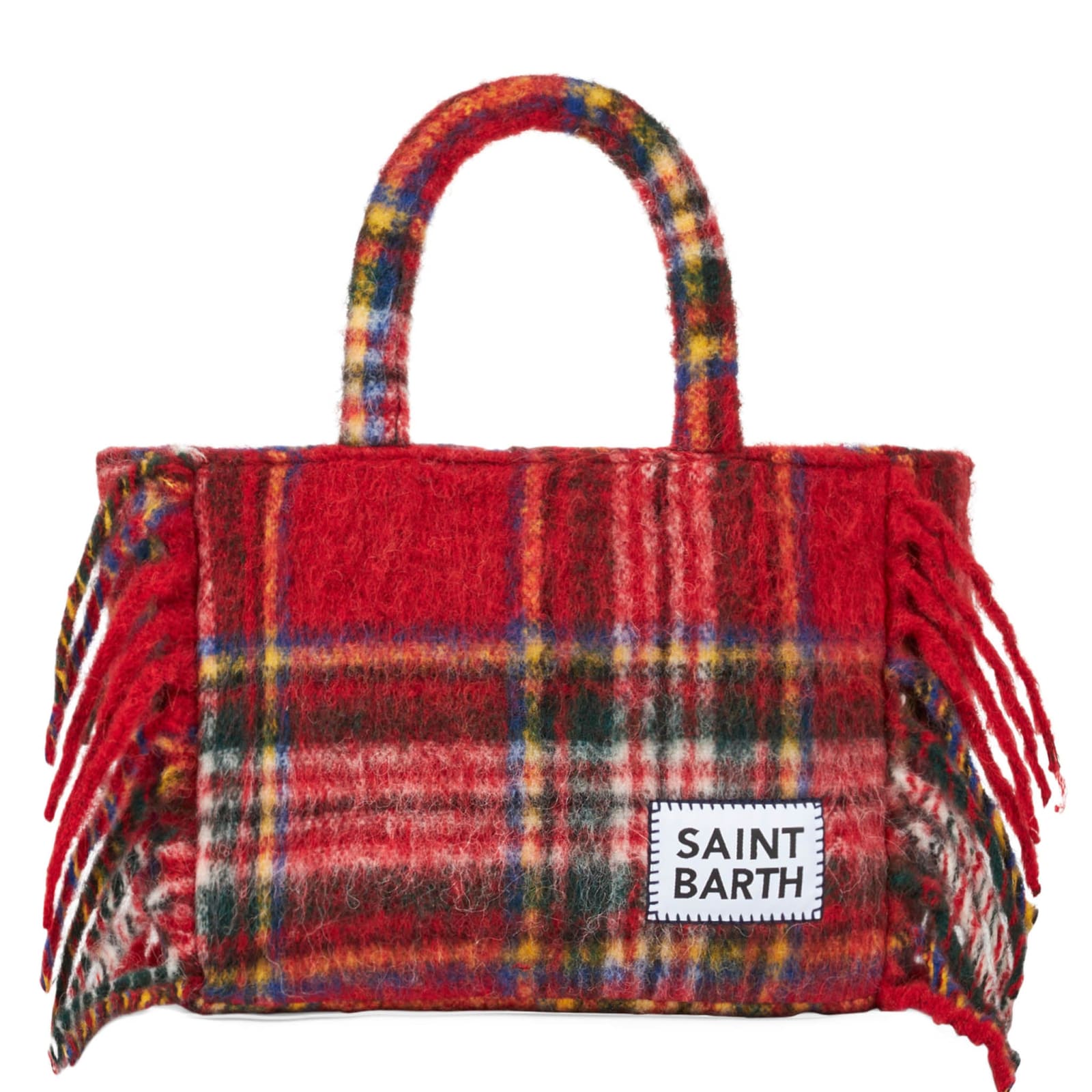 Mc2 Saint Barth Colette Blanket Handbag With Tartan Print In Red
