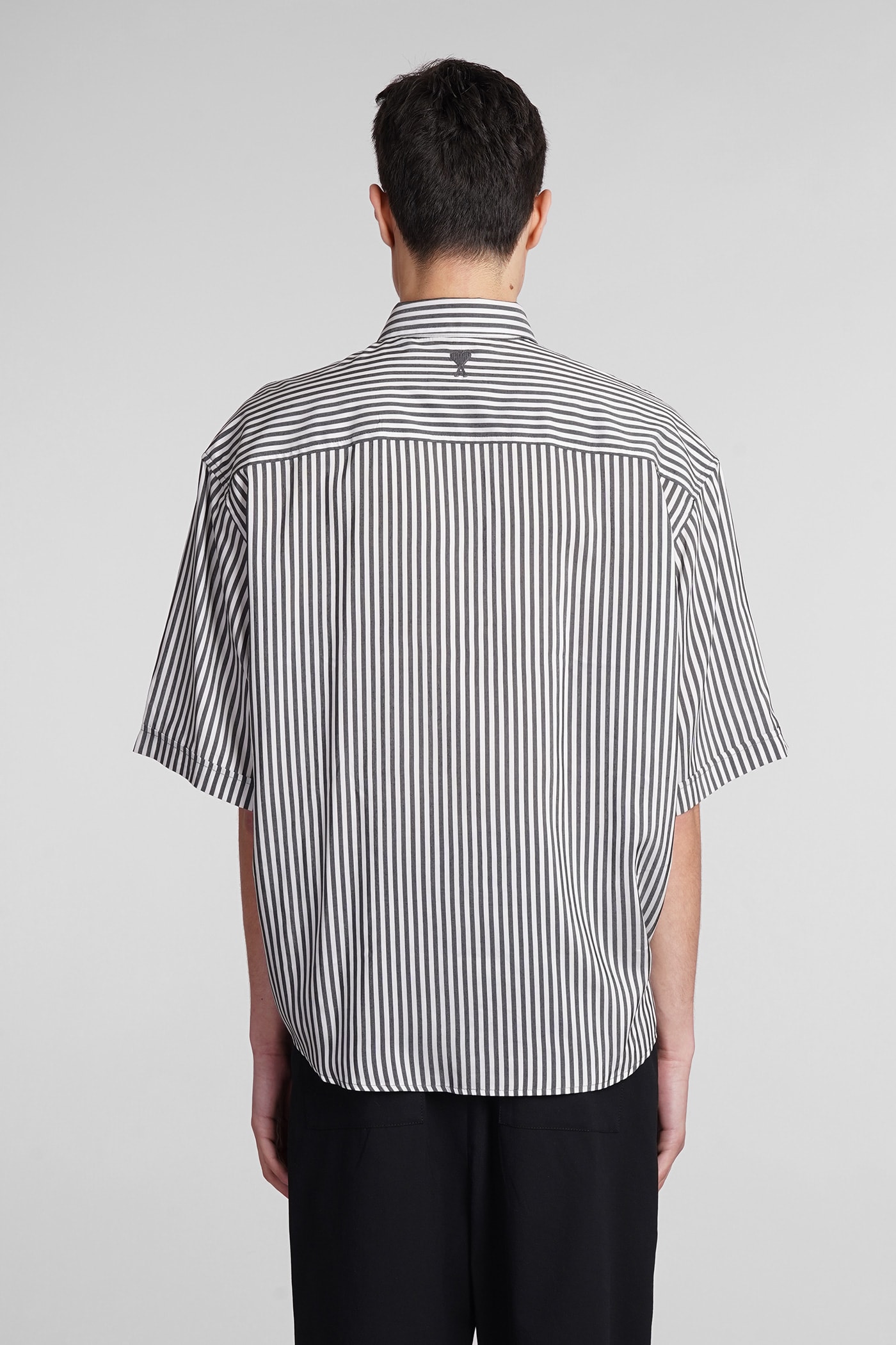 Shop Ami Alexandre Mattiussi Shirt In Black And White Viscose