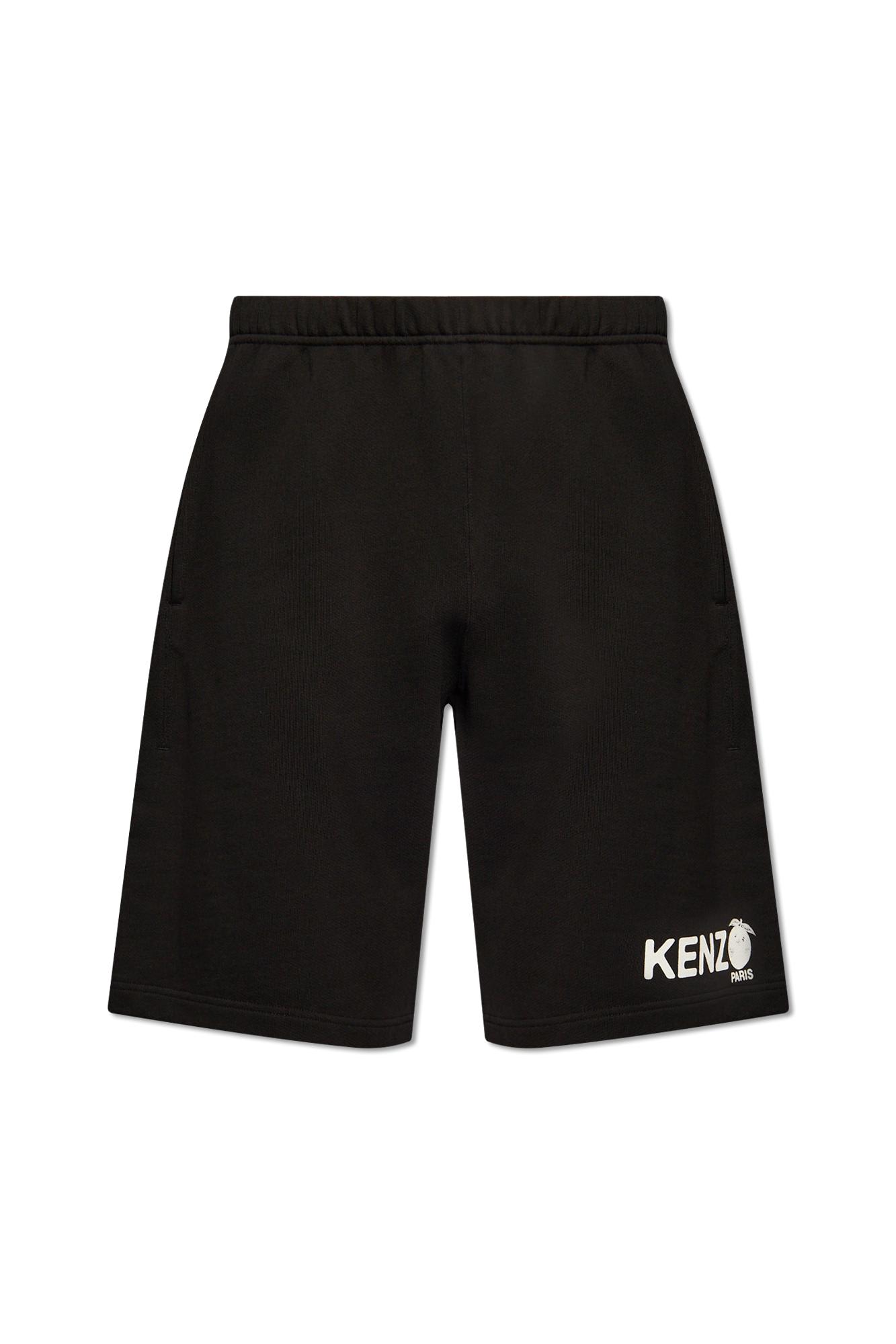 Kenzo Cotton Shorts With Logo In Nero
