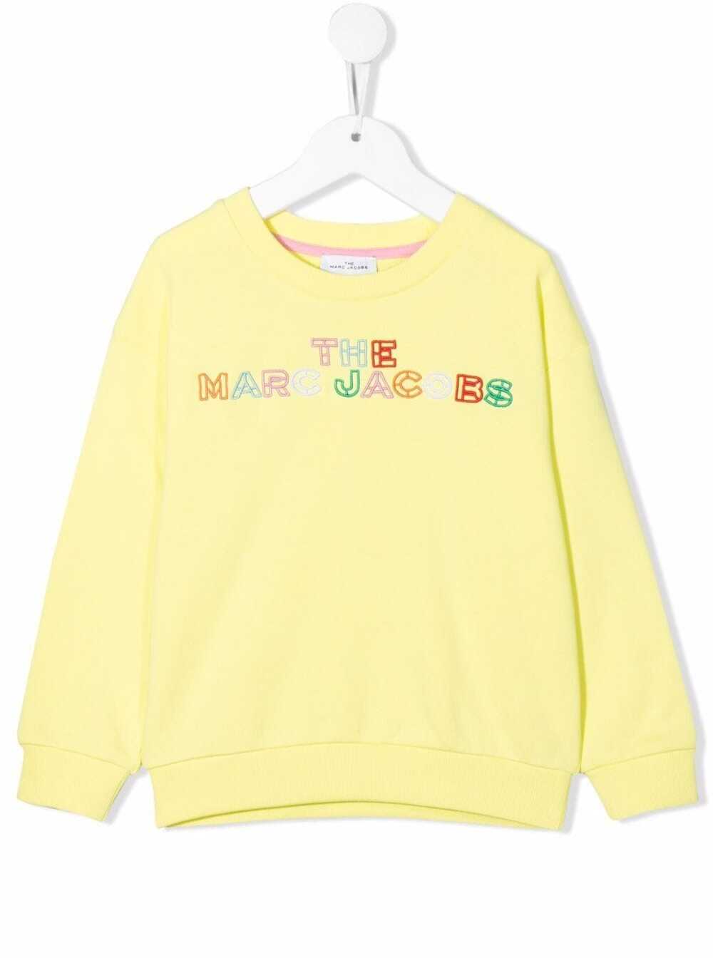Marc Jacobs Girl Cotton Yellow Sweatshirt With Embroidery Logo