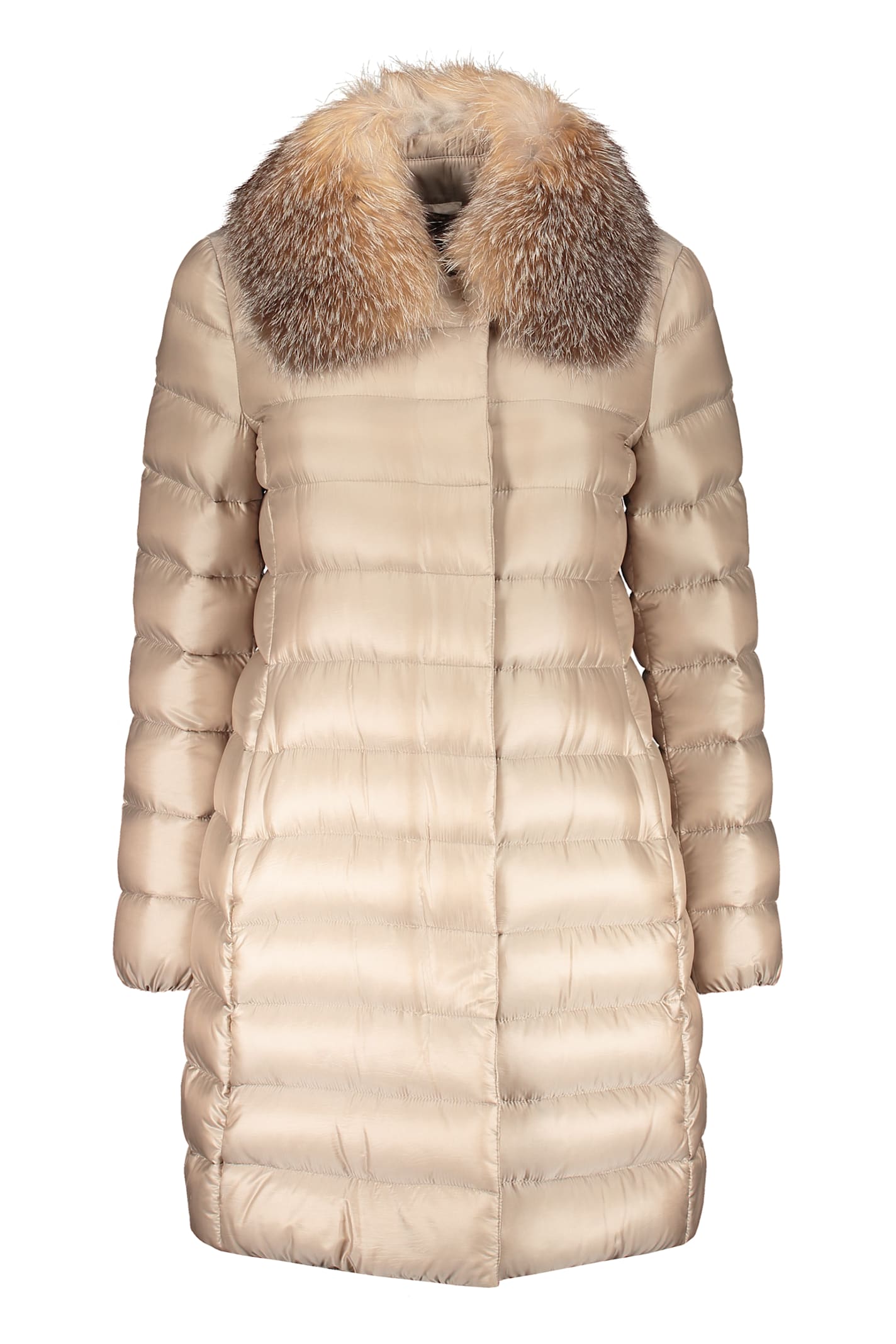 Zip And Snap Button Fastening Down Jacket