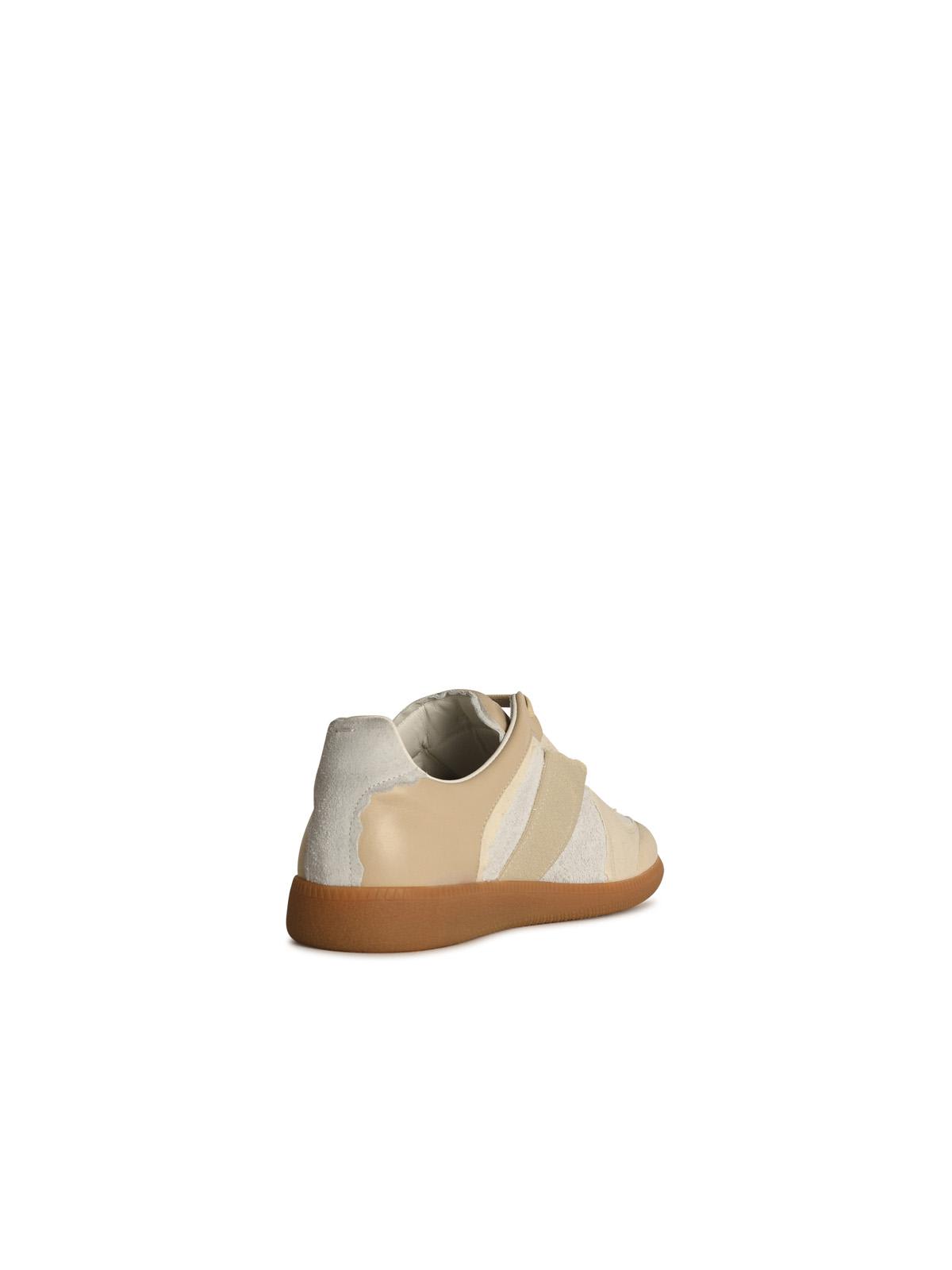 Shop Maison Margiela Replica Cream Suede Sneakers