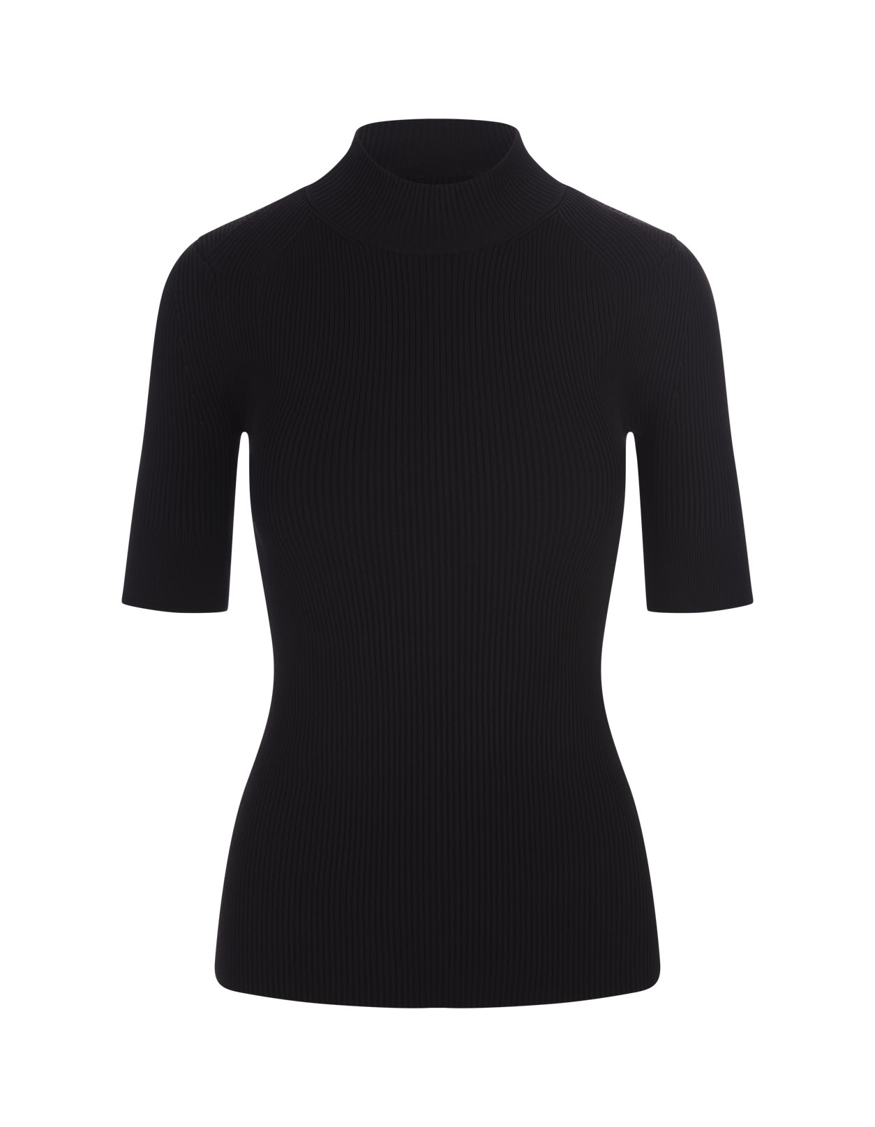 Shop Stella Mccartney Black Ribbed Jersey Top