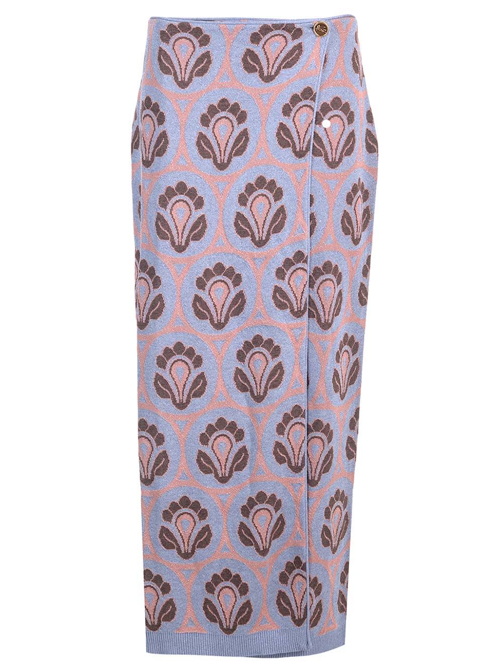 Shop Etro Jacquard Midi Skirt In Azzurro