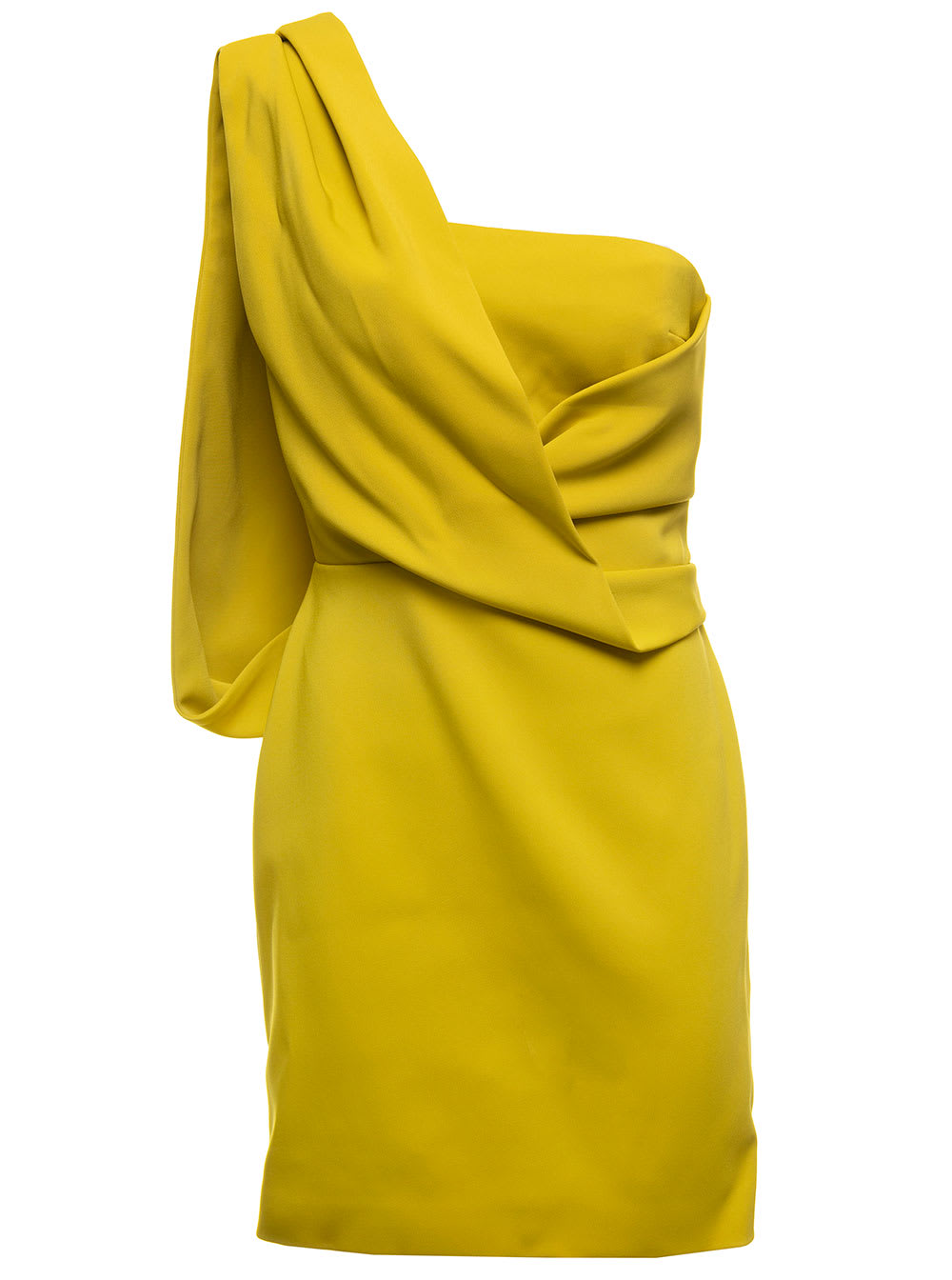 Yellow One-shoulder Mini Dress In Round Stretch Viscose Tom Ford Woman