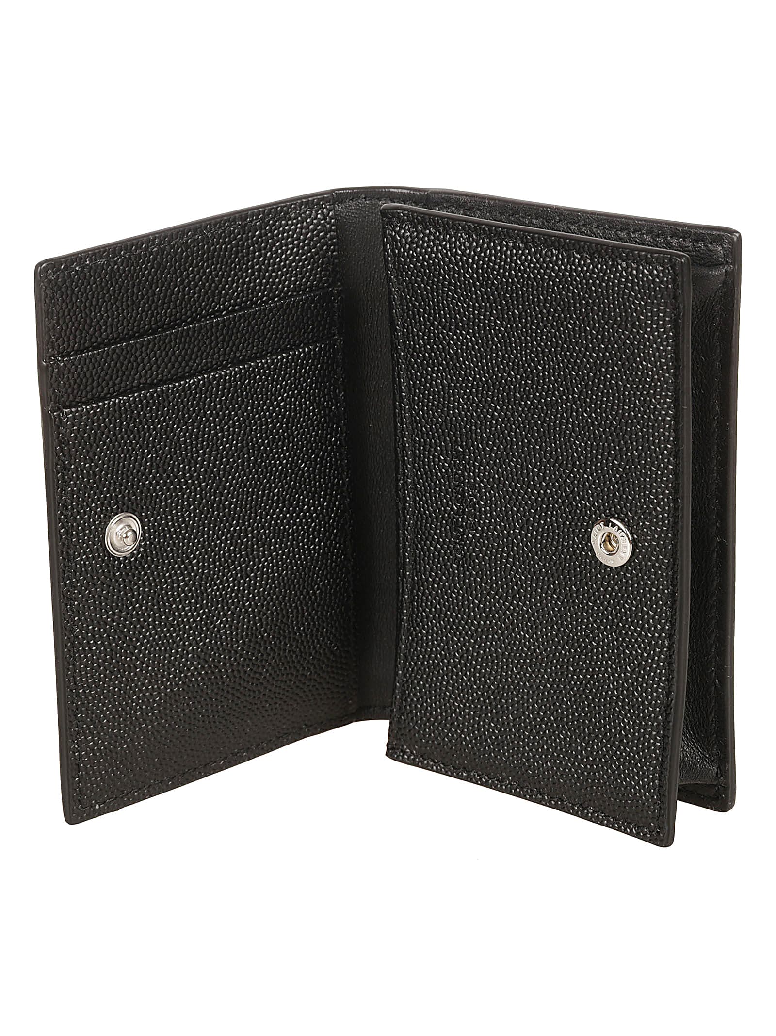 Saint Laurent Logo Buttoned Wallet In Black