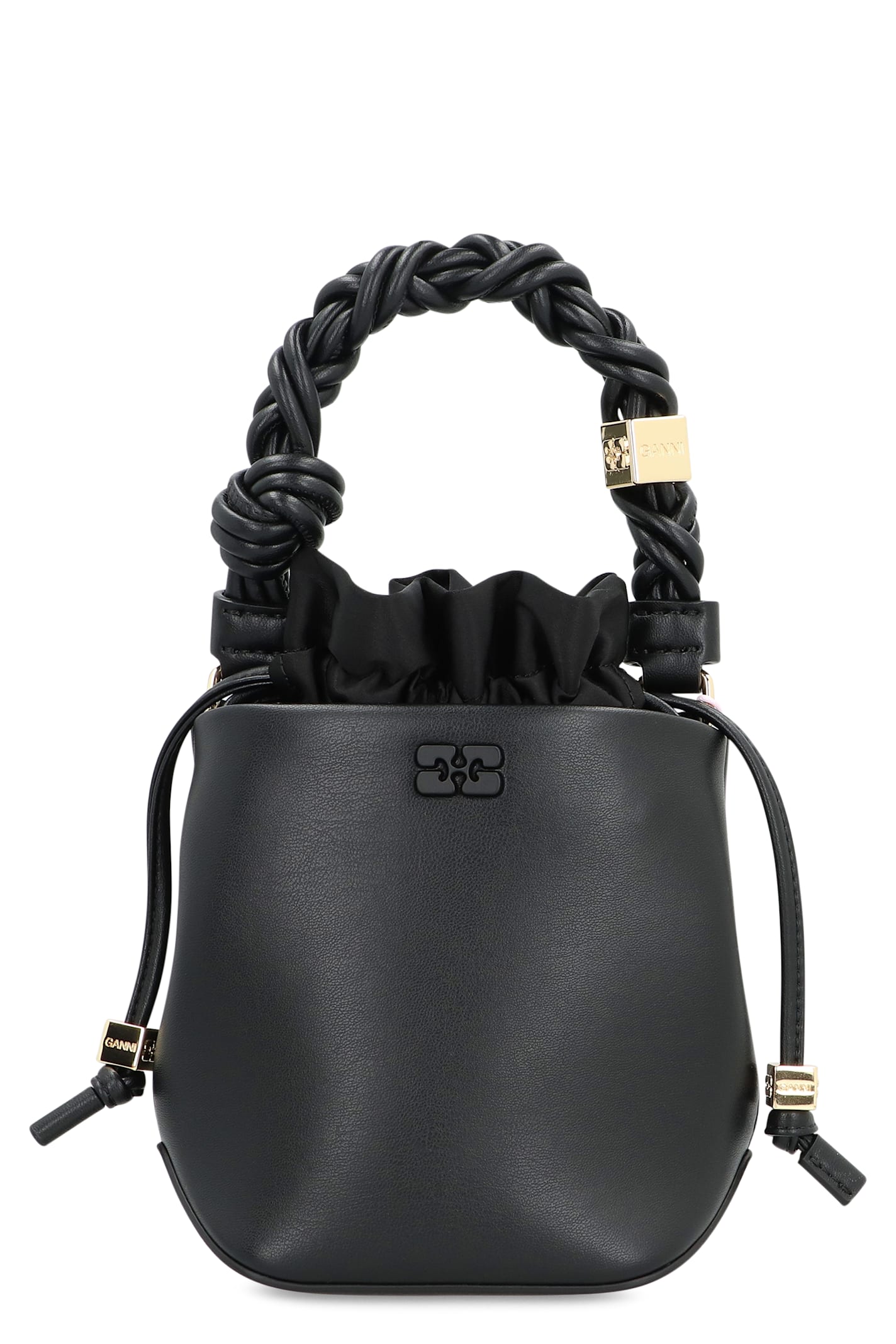 Ganni Small bou Cocco Bag In Black Recycled Leather Blend
