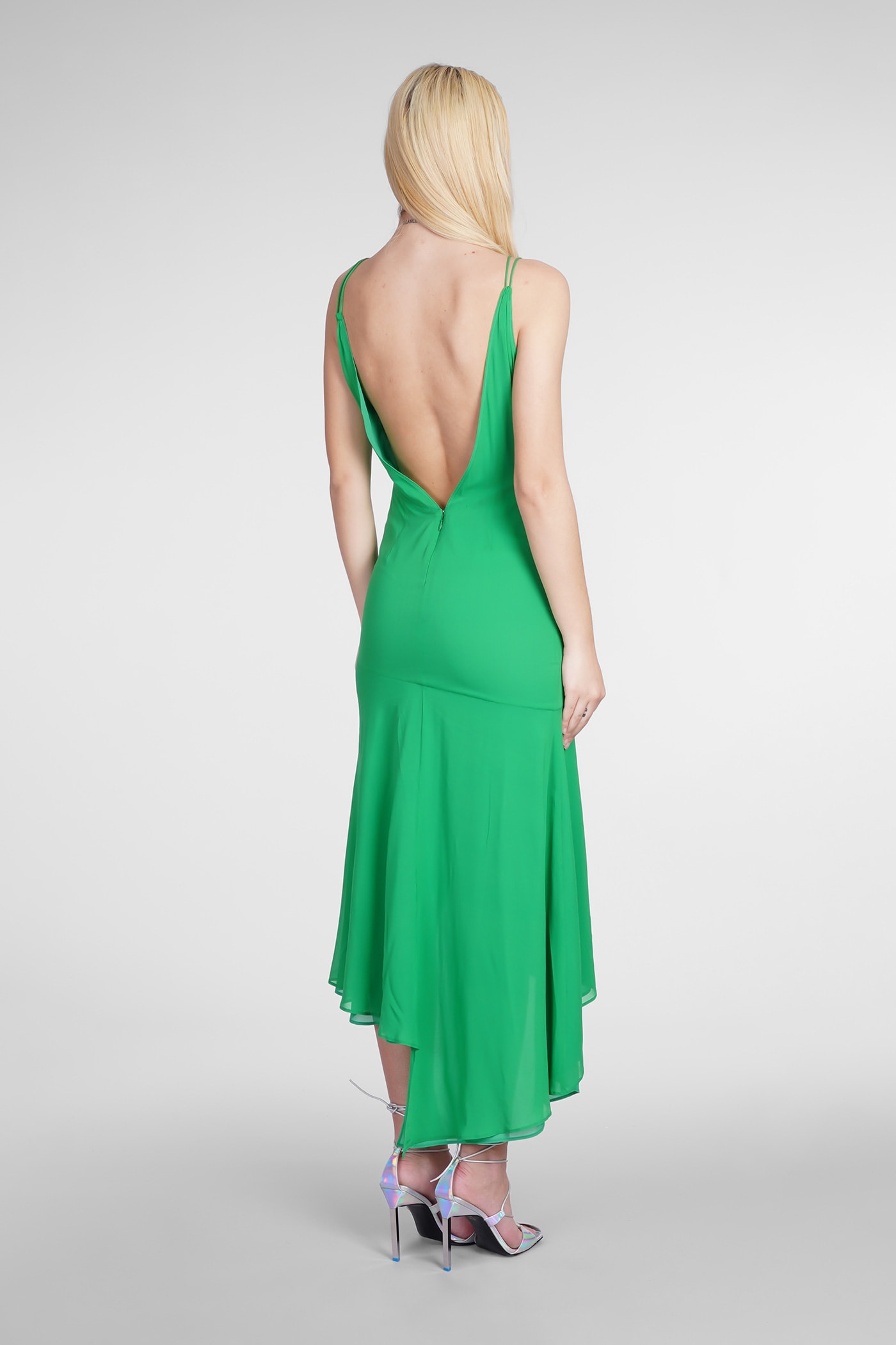 Shop The Andamane Layla Midi Dress In Green Silk In Emerald