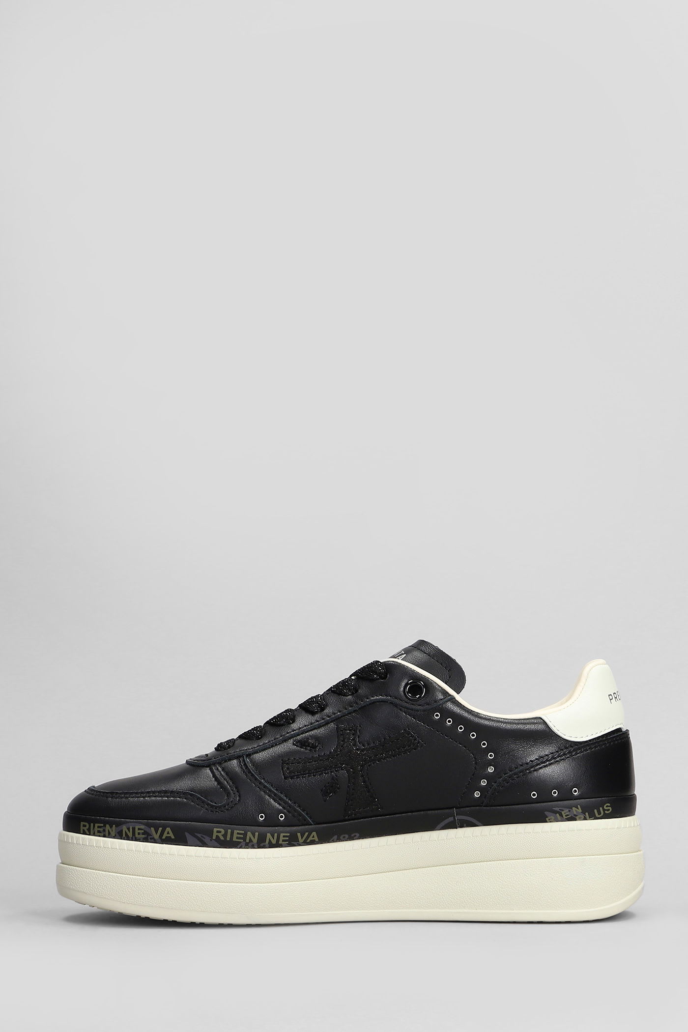 Premiata Stylish Low Top Sneakers With Platform Sole In Black