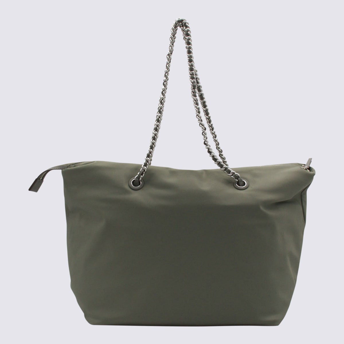 Tory Burch Chain Handle Tote Bag With Metal Eyelets In Gray