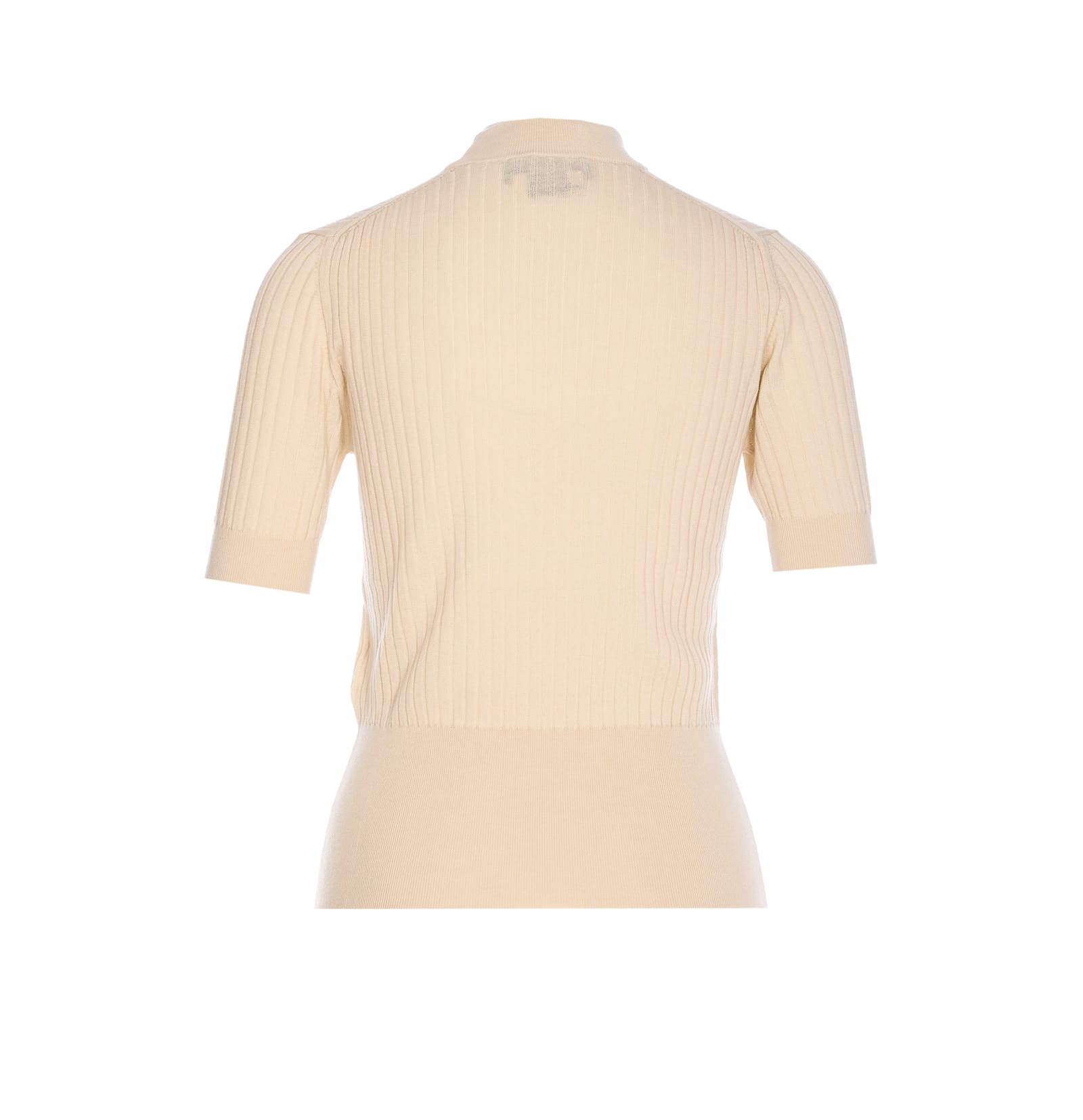 Fendi Roma Short Sleeves Sweater In Neutral