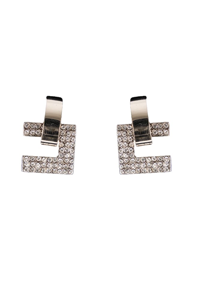 Shop Elisabetta Franchi Earrings With Logo Rhinestones