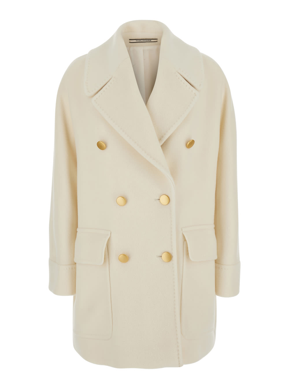 Tagliatore Double Breasted Short Coat In Neutral