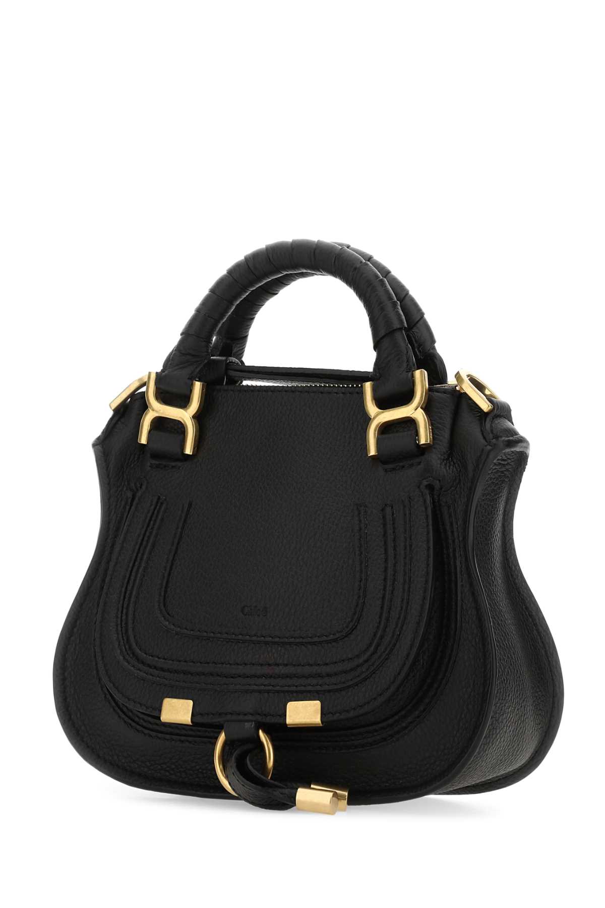 Shop Chloé Black Leather Mini Marcie Handbag In 001