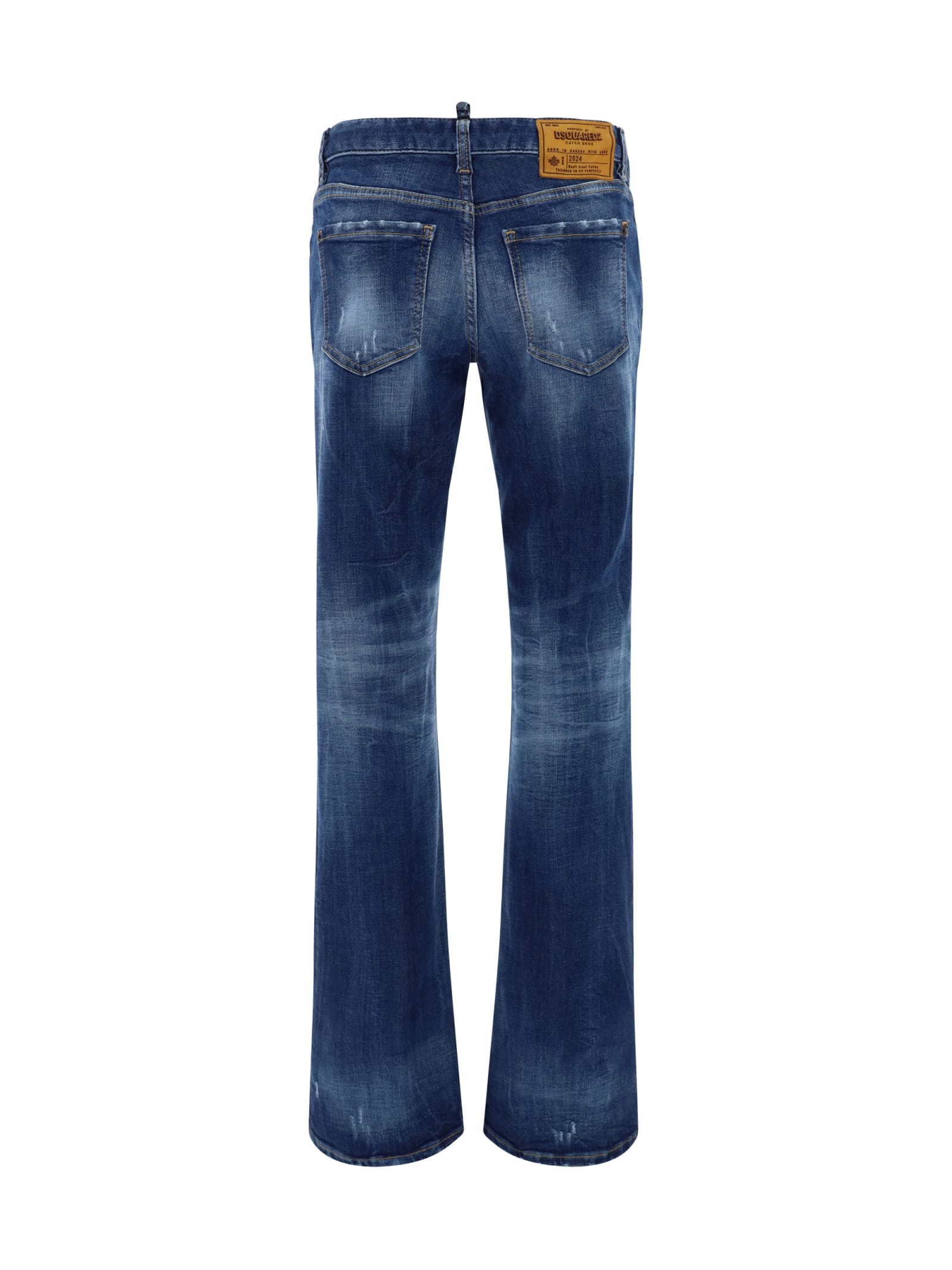Dsquared2 Medium Waist Flare Jeans In Navy Blue