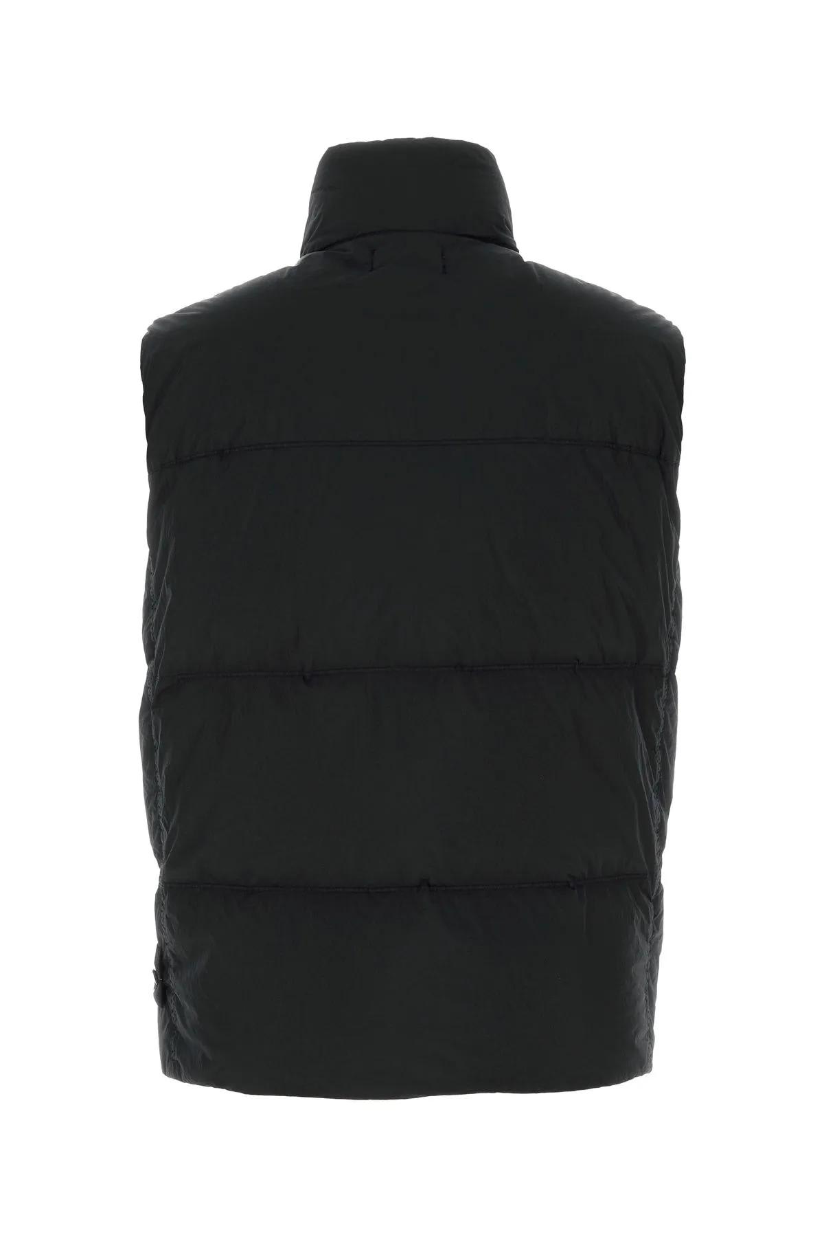 Shop Stone Island Black Nylon Sleeveless Down Jacket