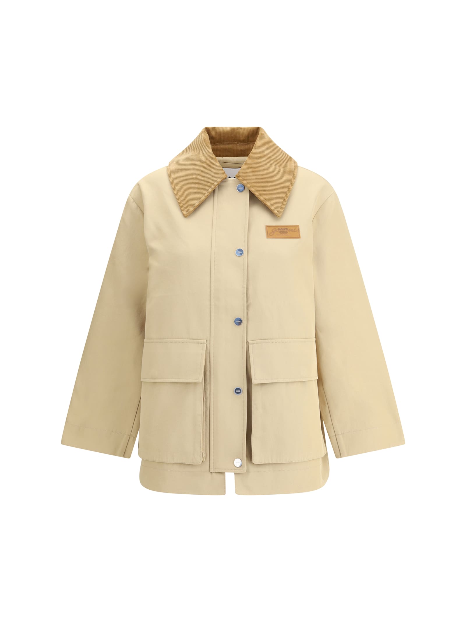 Cotton Jacket With Corduroy Collar