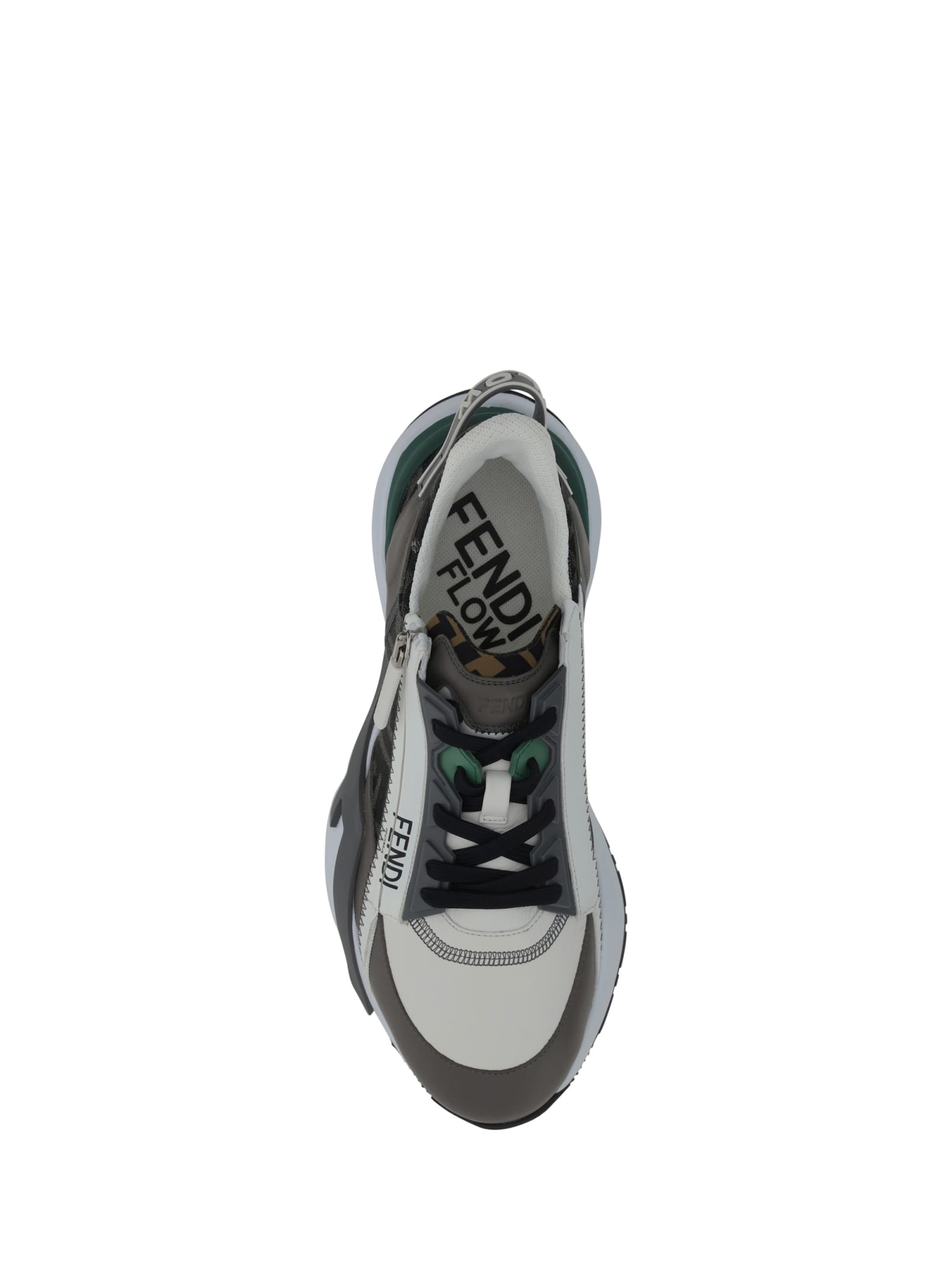 Shop Fendi Flow Running Sneakers In Uwhit+grig.ner+argil