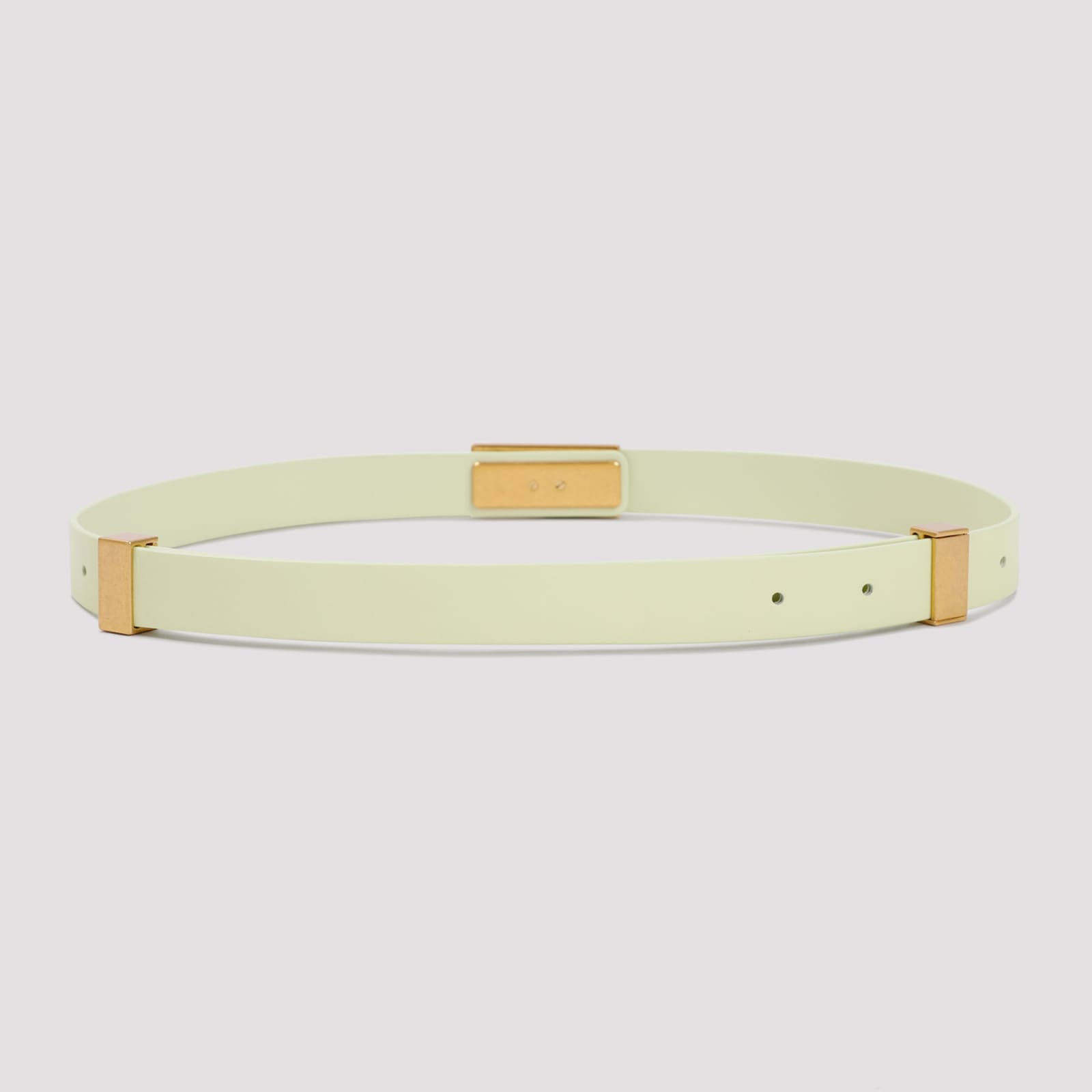 Shop Bottega Veneta Leather Belt In Lemon Washed Gold