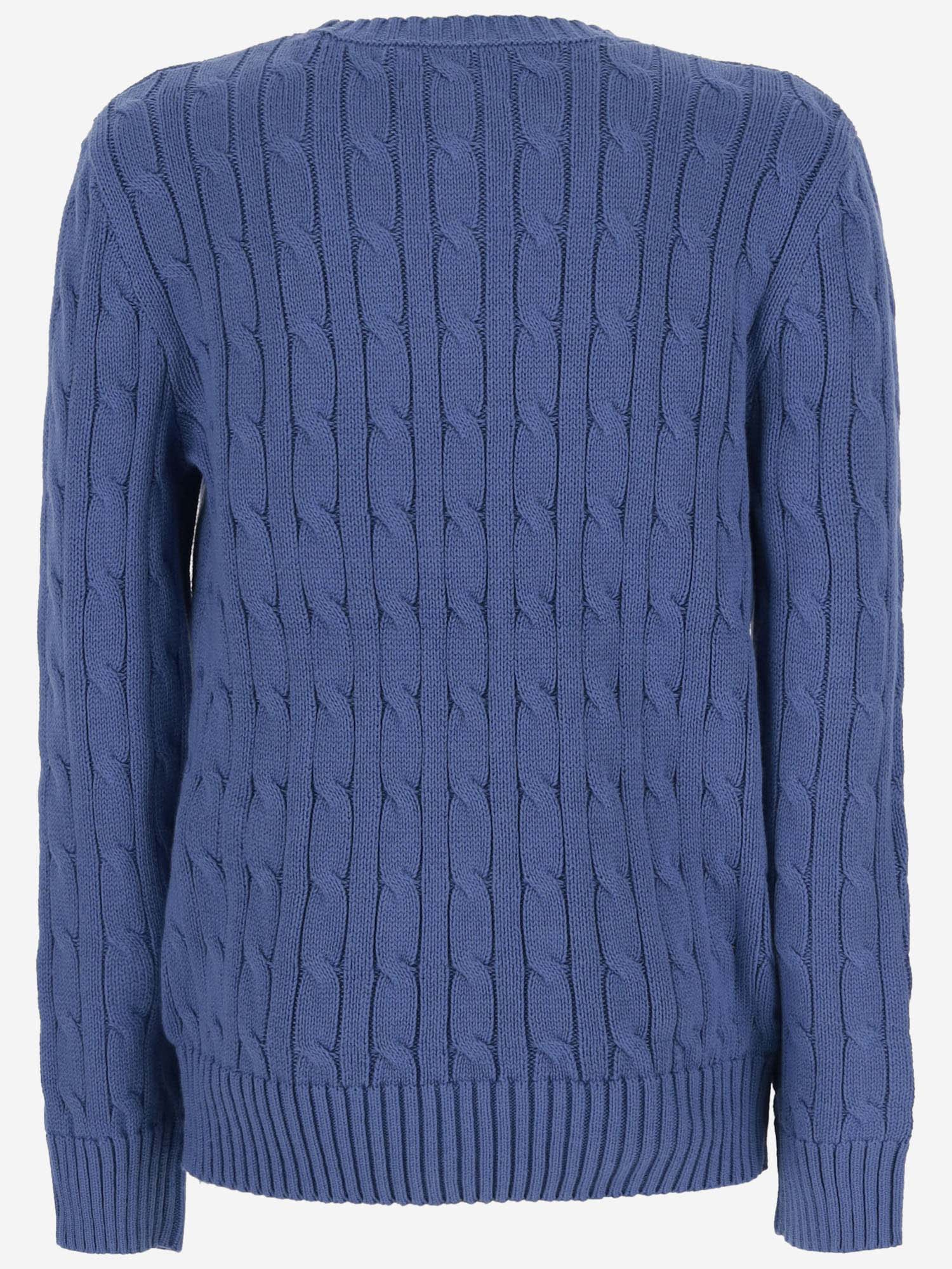 Shop Ralph Lauren Cotton Sweater With Logo In Blu
