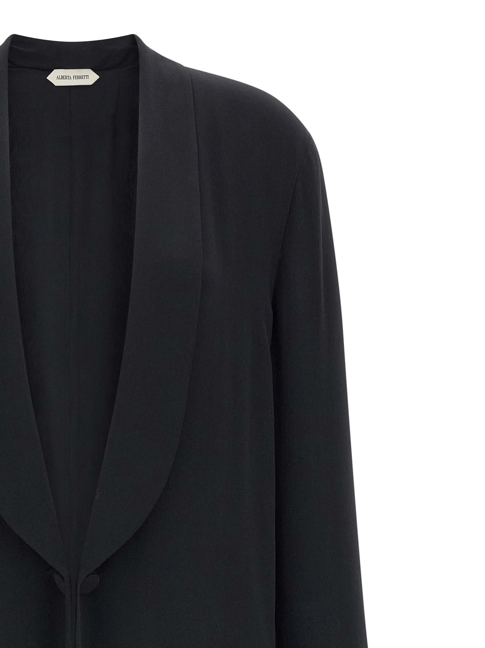 Alberta Ferretti Silk Georgette Coat Coats And Trench Coats Black In Black