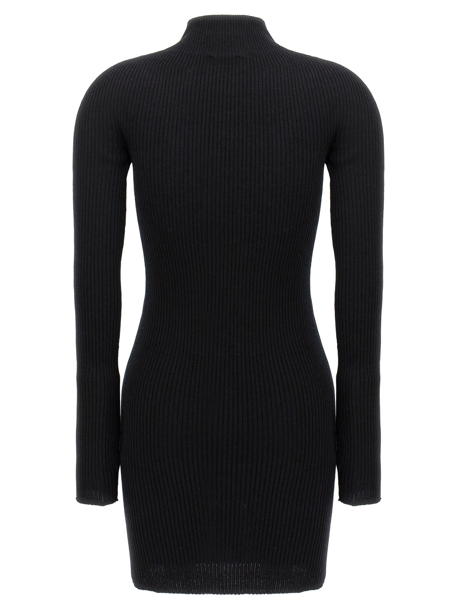 Shop Courrèges Solar Light Rib Dress In Black