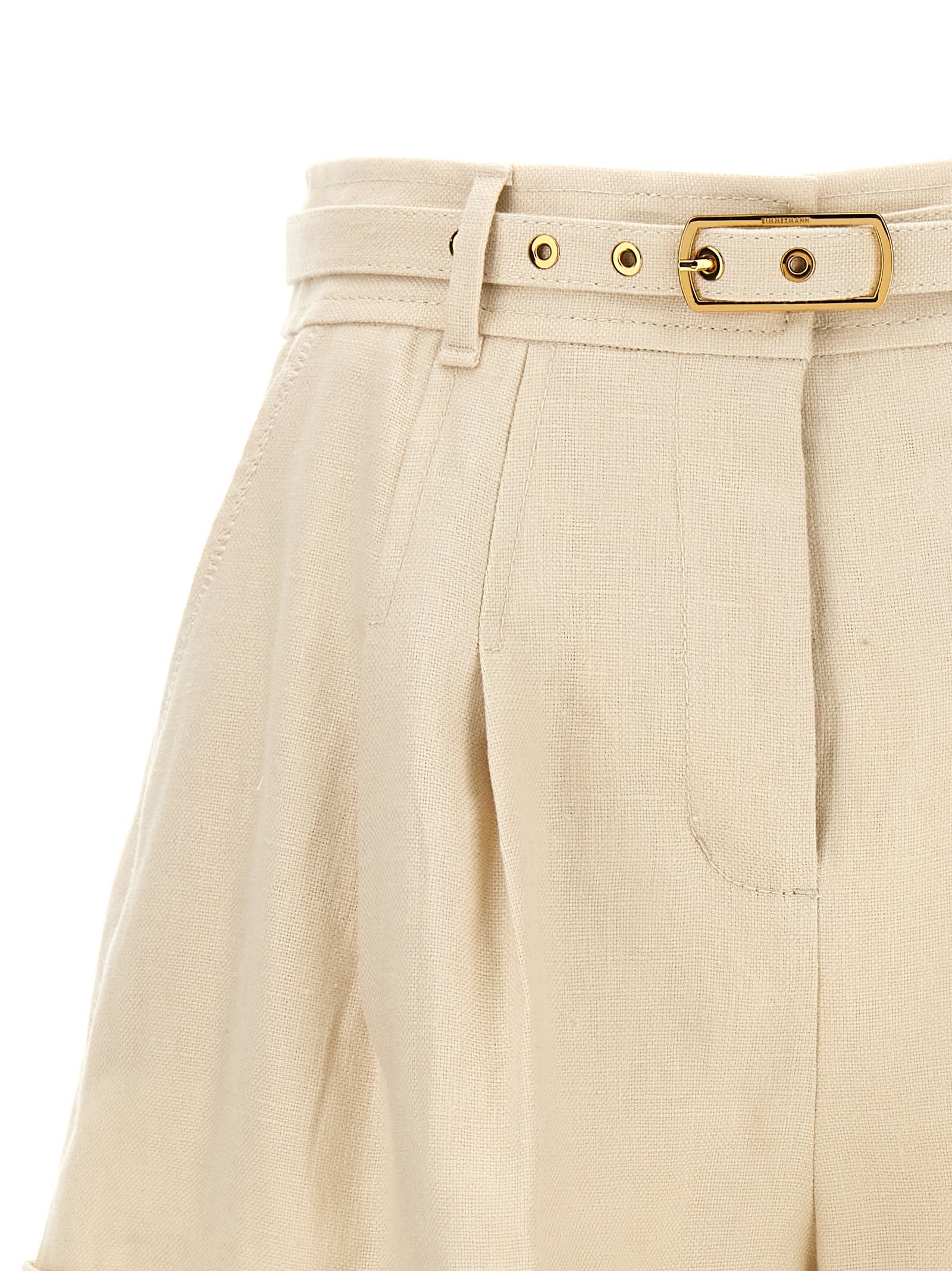 Shop Zimmermann Matchmaker Tuck Front Shorts In Beige