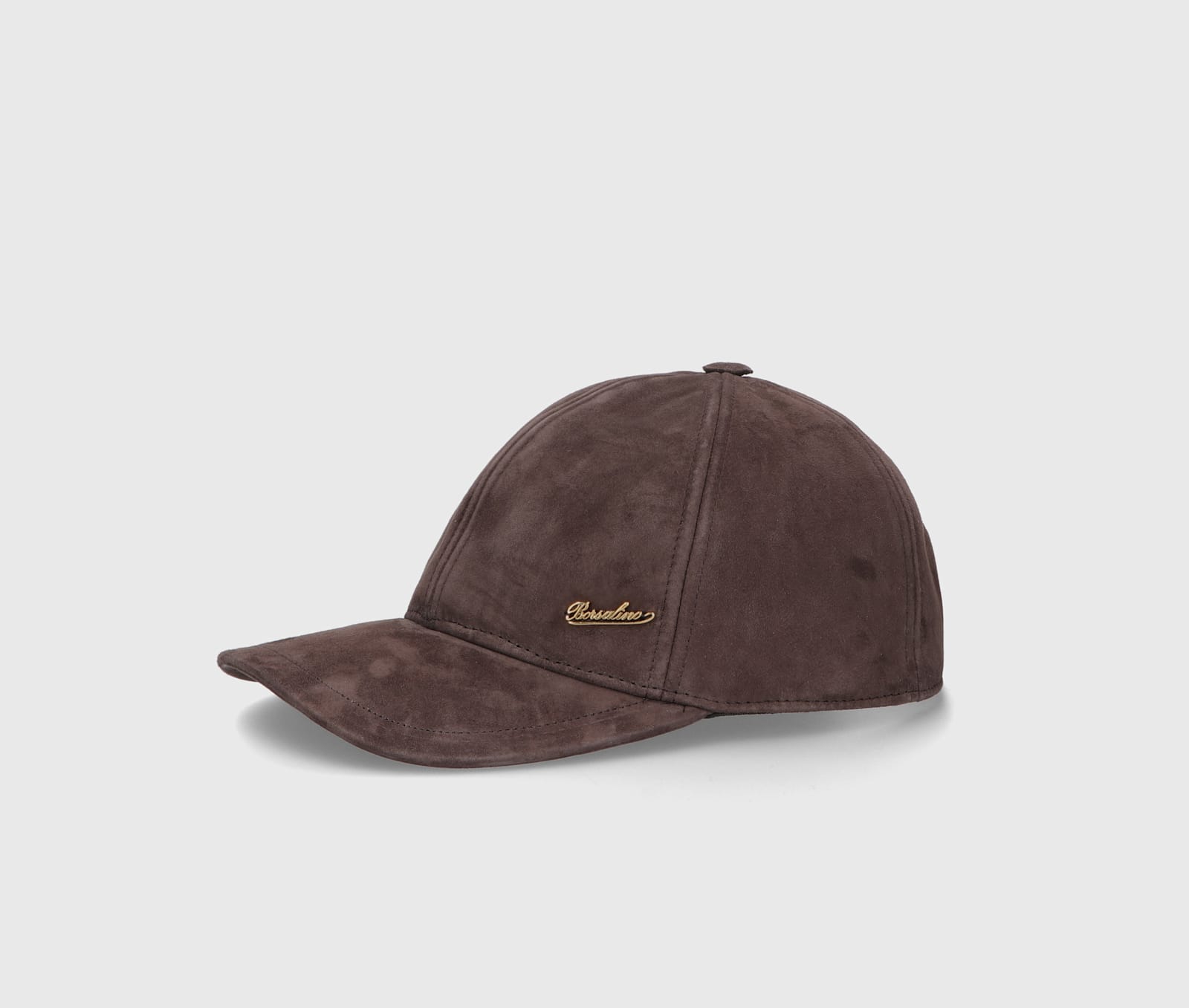 Shop Borsalino Otis Baseball Cap In Suede In Dark Brown/white