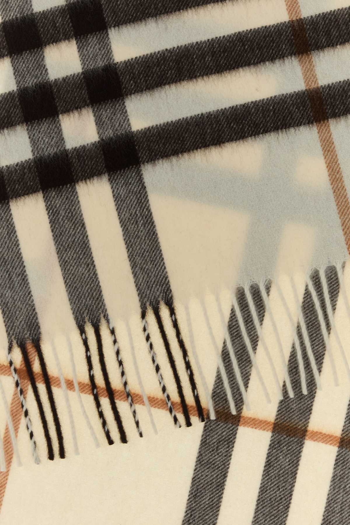 Burberry Embroidered Cashmere Scarf In Gray