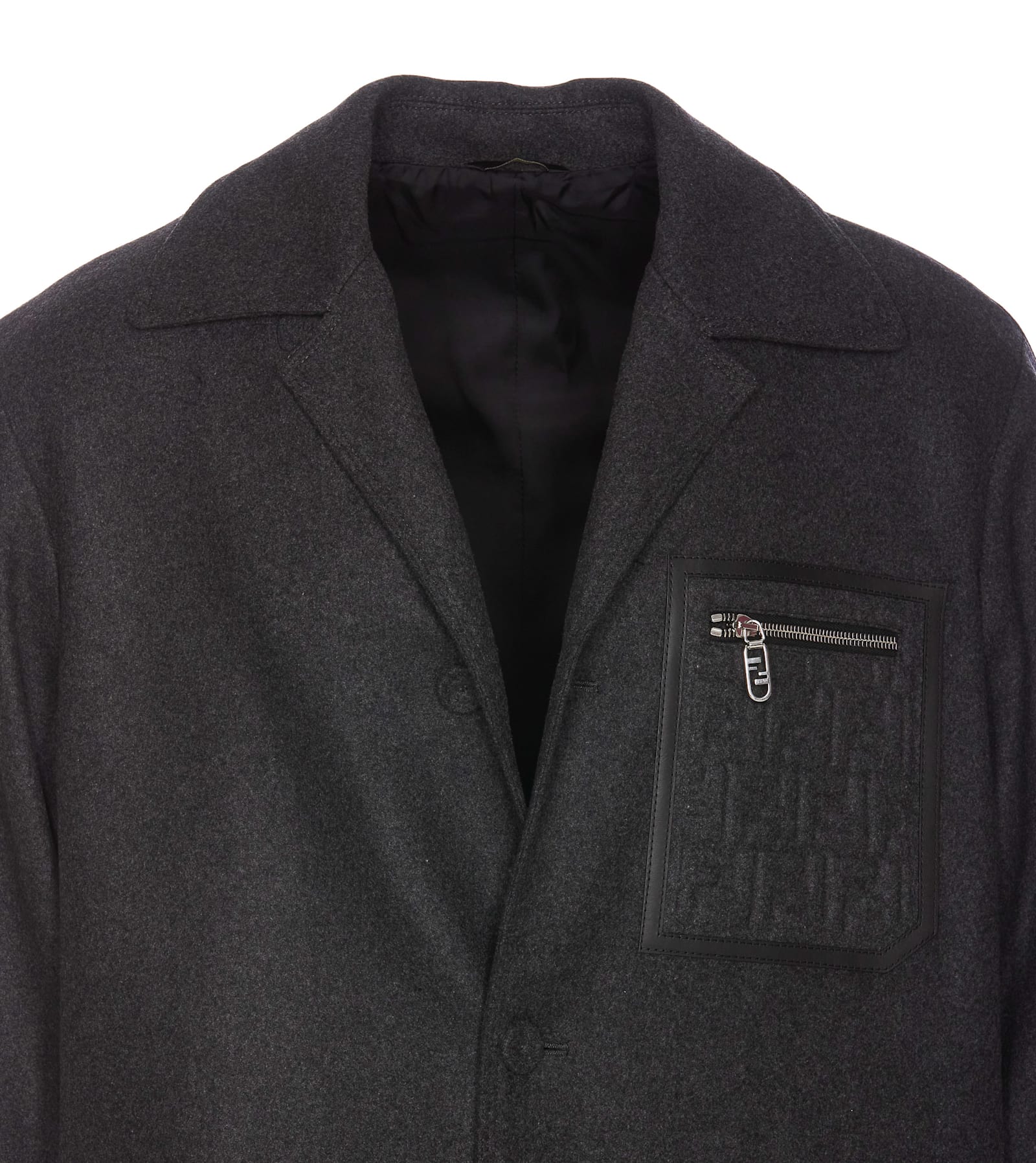 Shop Fendi Ff Coat In Grey