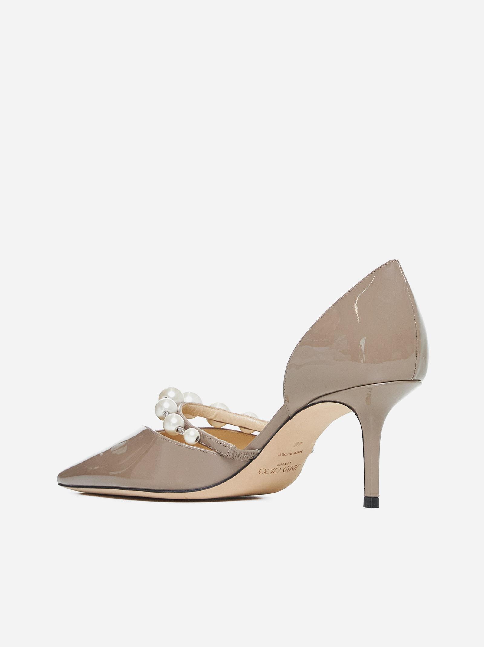 Shop Jimmy Choo Aurelie Patent Leather Pumps In Grigio