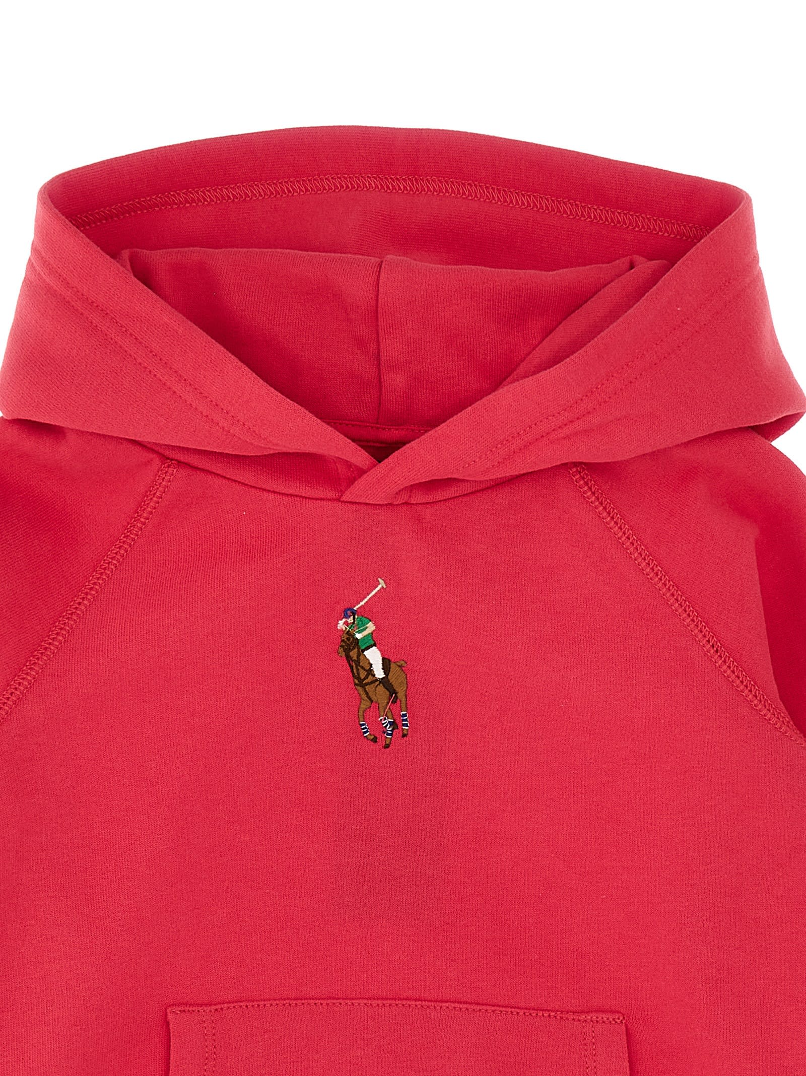 Shop Polo Ralph Lauren Logo Embroidered Hoodie In Fuchsia