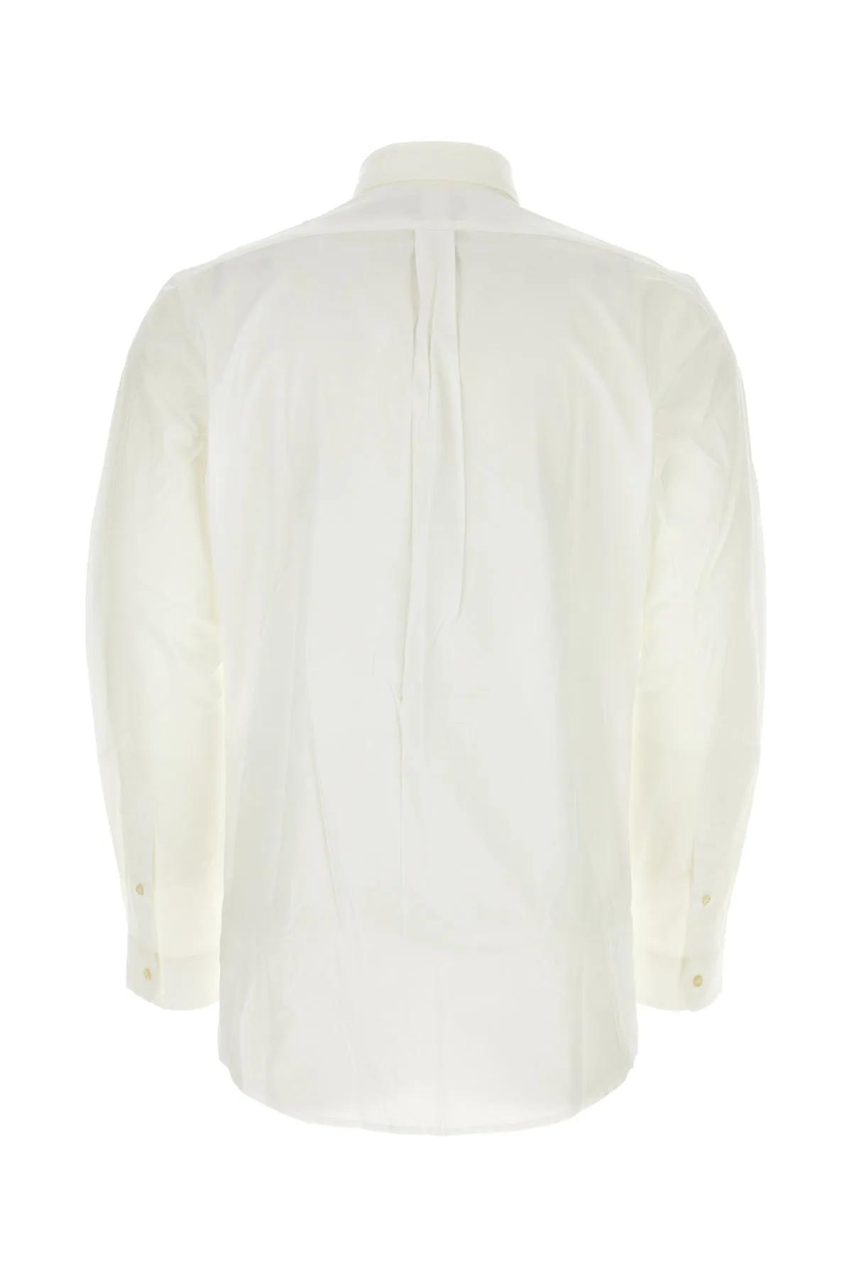 Shop Polo Ralph Lauren Poplin Stretch Round Hem Shirt In White