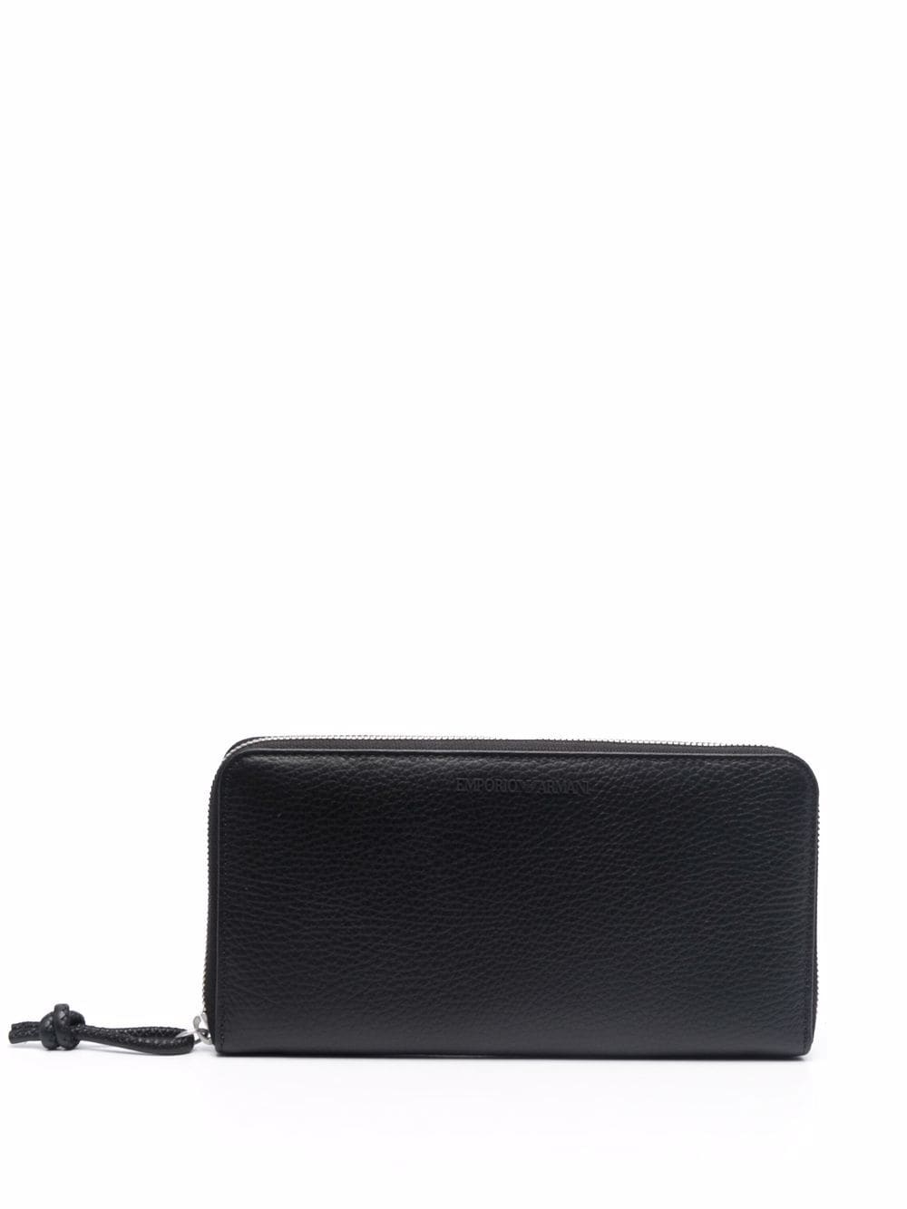 Emporio Armani Leather Continental Wallet In Black