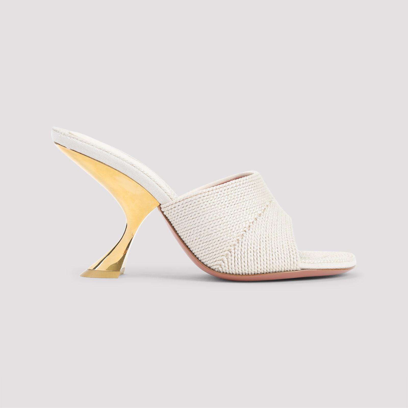Amina Muaddi Taylor Woven 90 Slipper Sandals In Gold