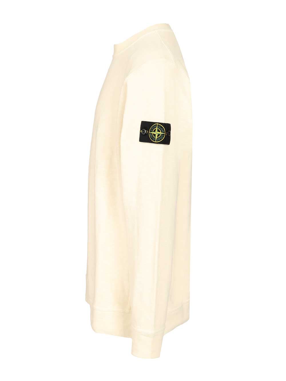 Stone Island Ribbed Crew-neck Cotton Sweater With Long Sleeves In Orange