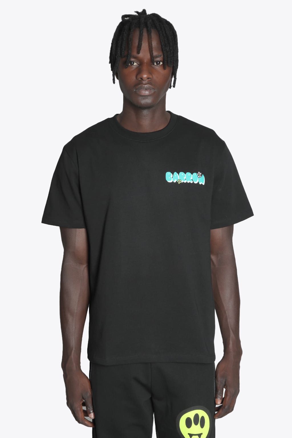 Barrow Jersey T-shirt Unisex Black cotton t-shirt with rainbow and mushroom back print