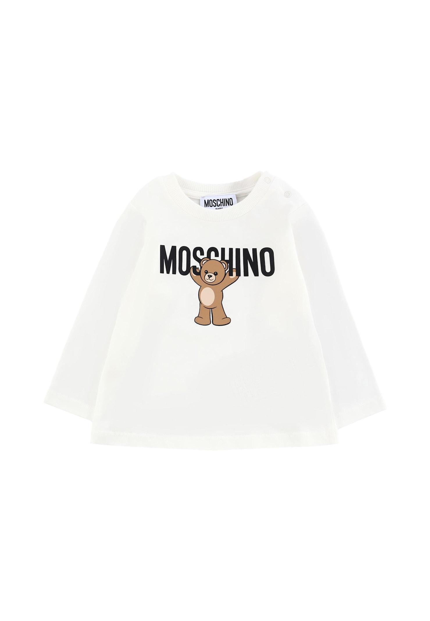 Moschino Ivory T-shirt For Babykids With Teddy Bear In White
