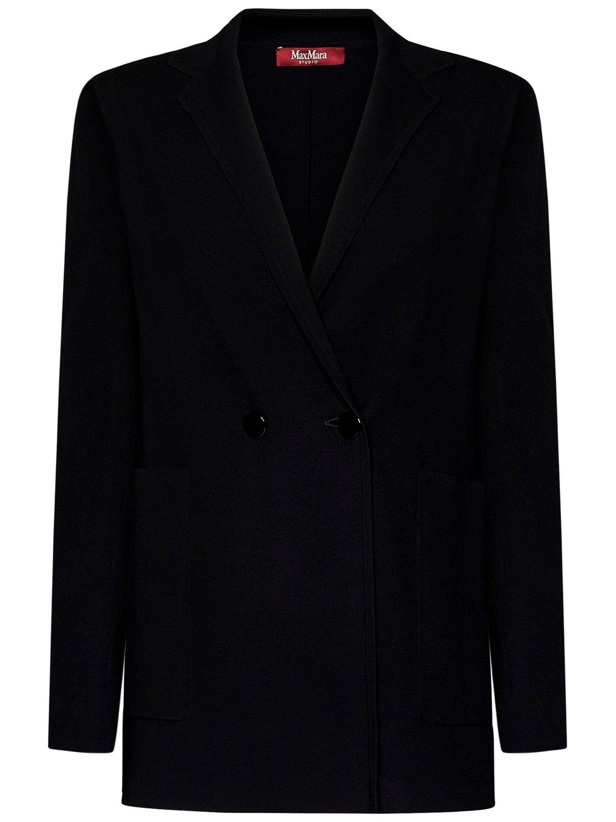 Shop Max Mara Titania Double-breasted Blazer In Nero