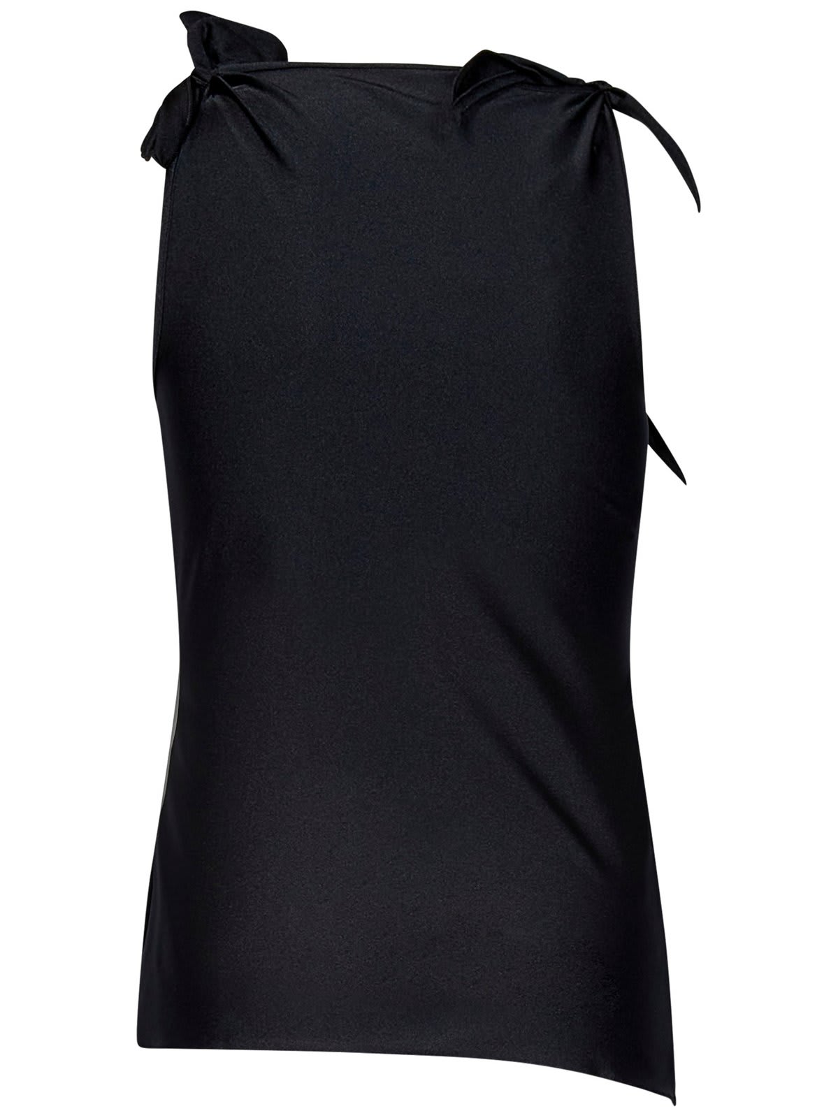 Shop Coperni Asymmetric Flower Top In Blk Black